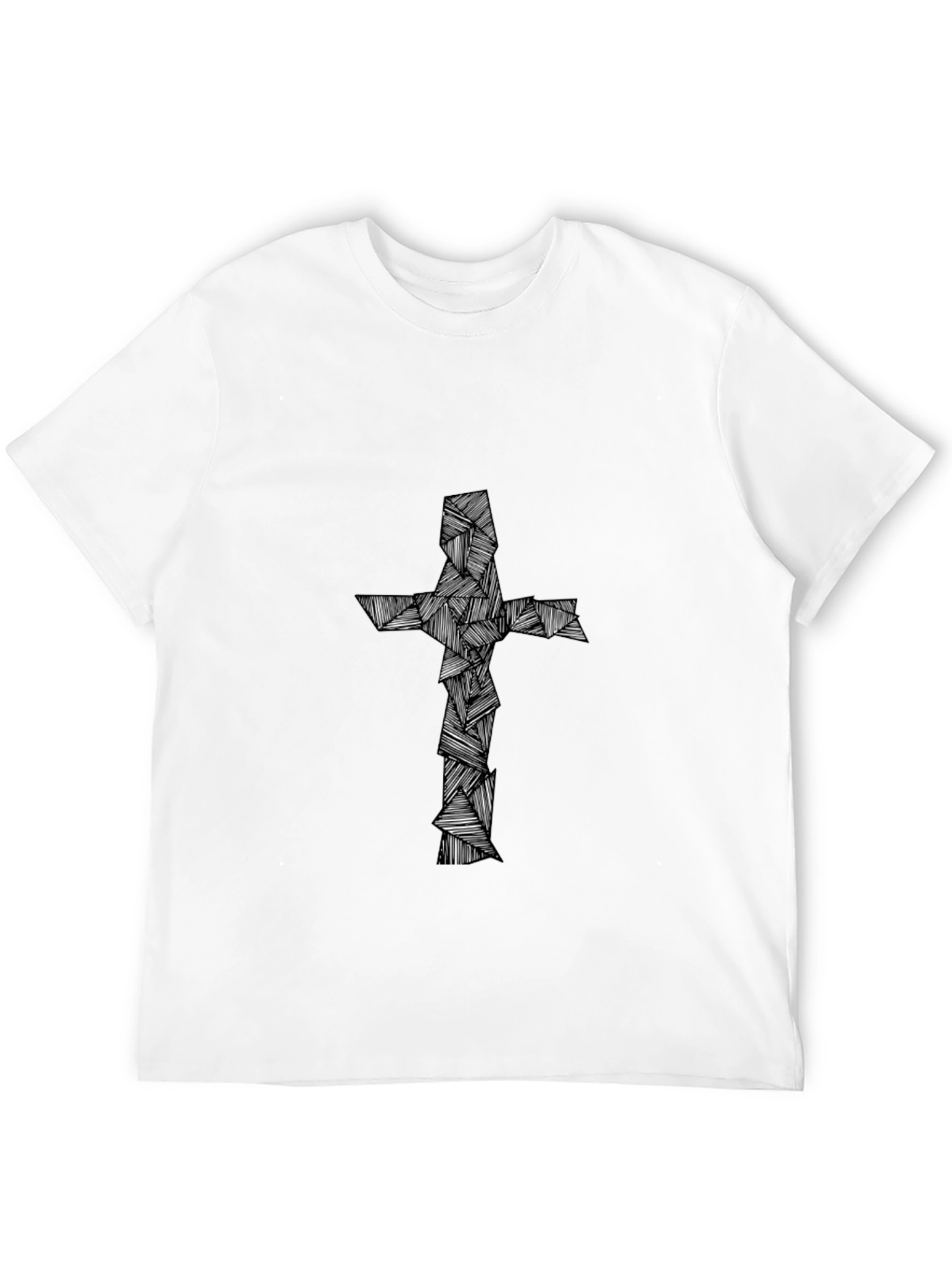Abstract Cross Graphic Tee - Black Cotton Blend