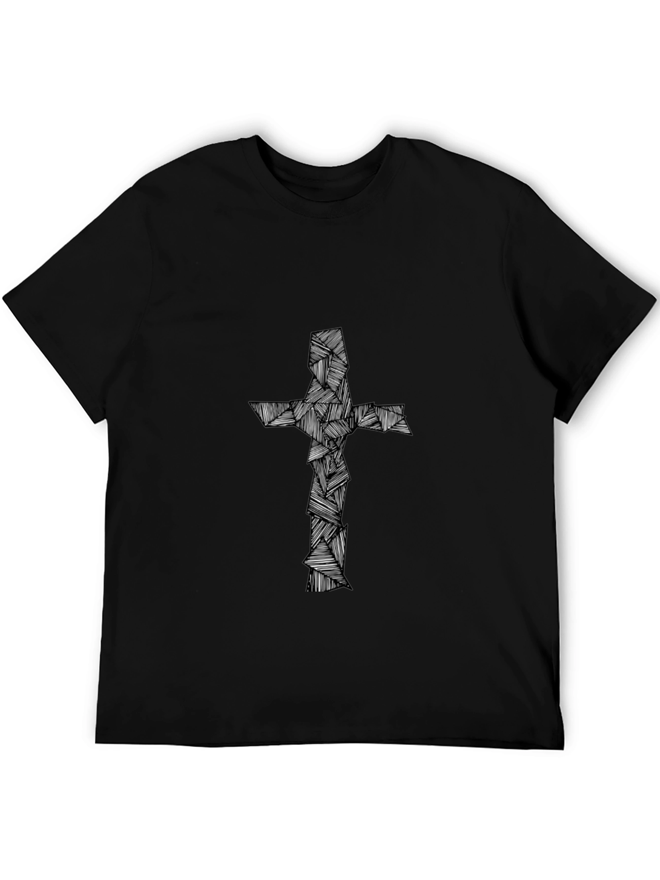 Abstract Cross Graphic Tee - Black Cotton Blend