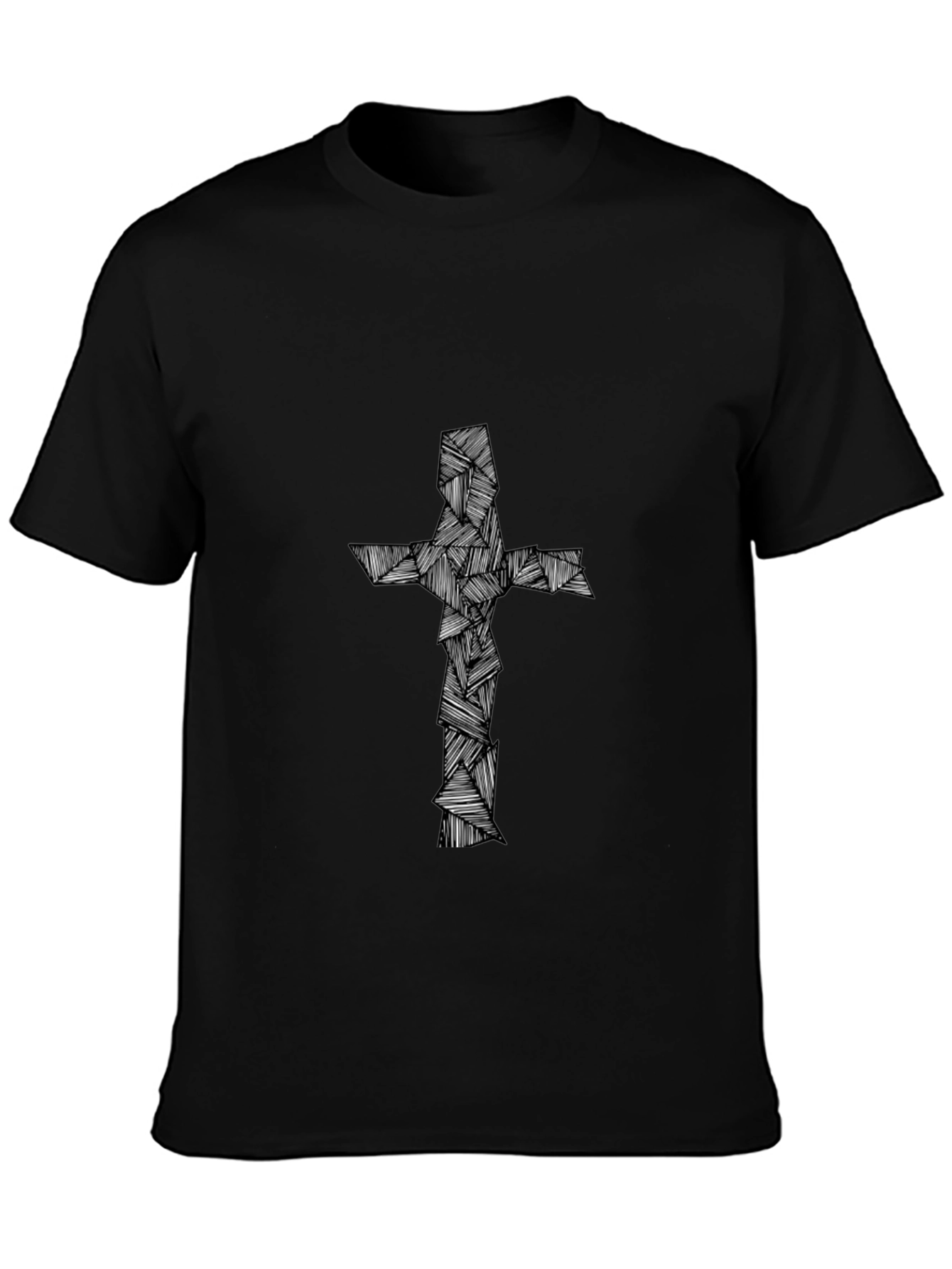 Abstract Cross Graphic Tee - Black Cotton Blend