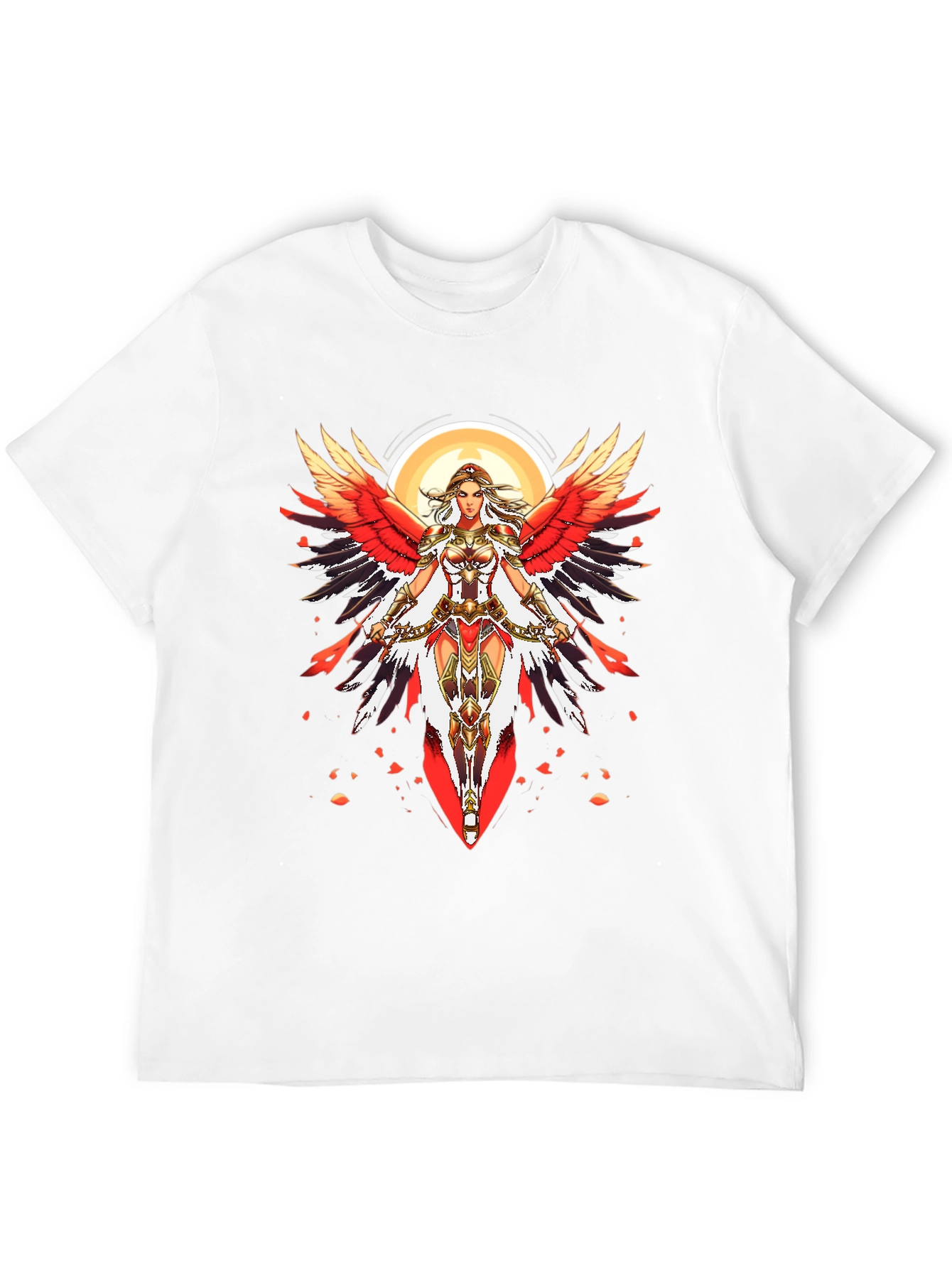 Warrior Angel Graphic Print Black T-Shirt