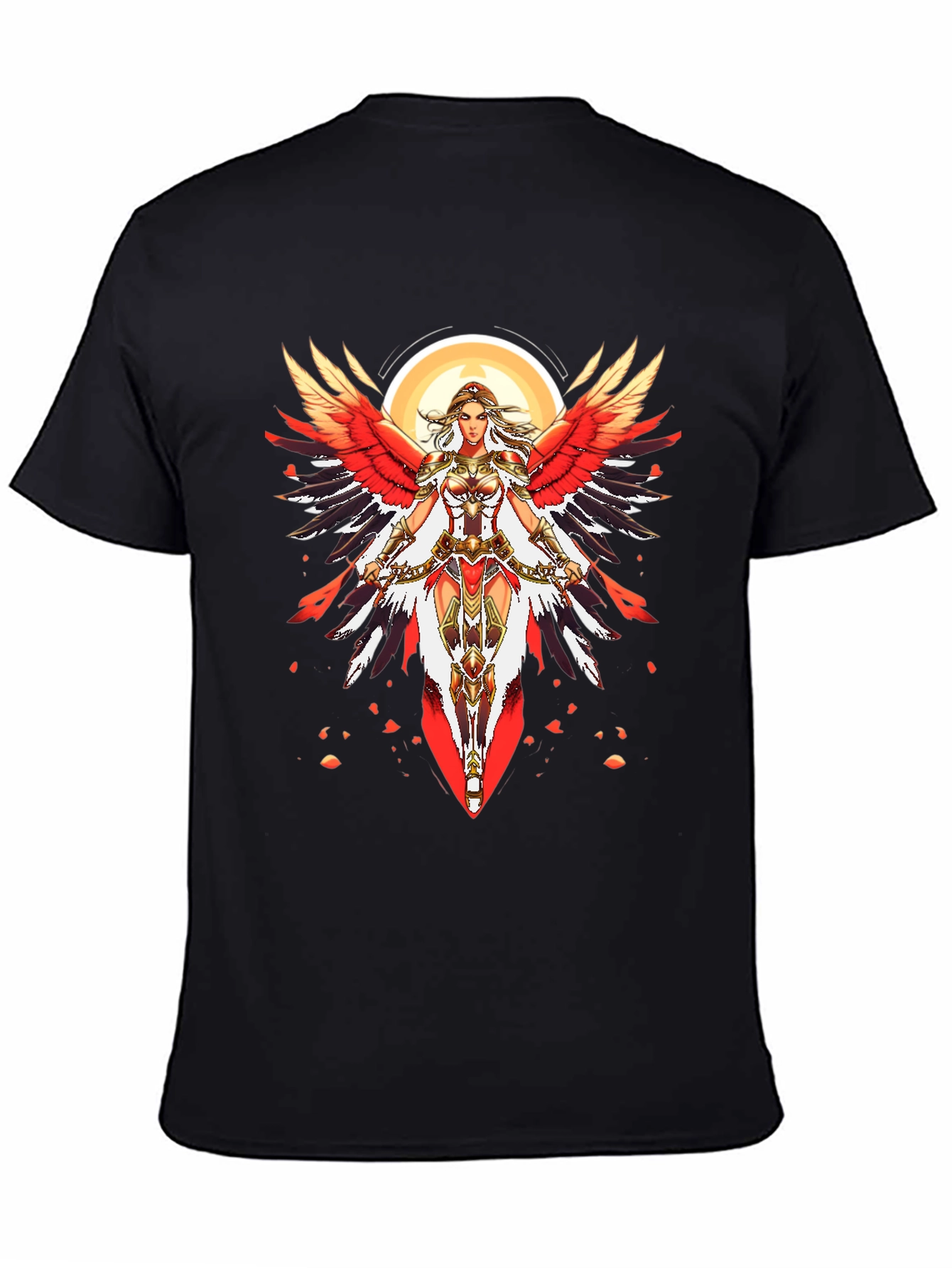 Warrior Angel Graphic Print Black T-Shirt