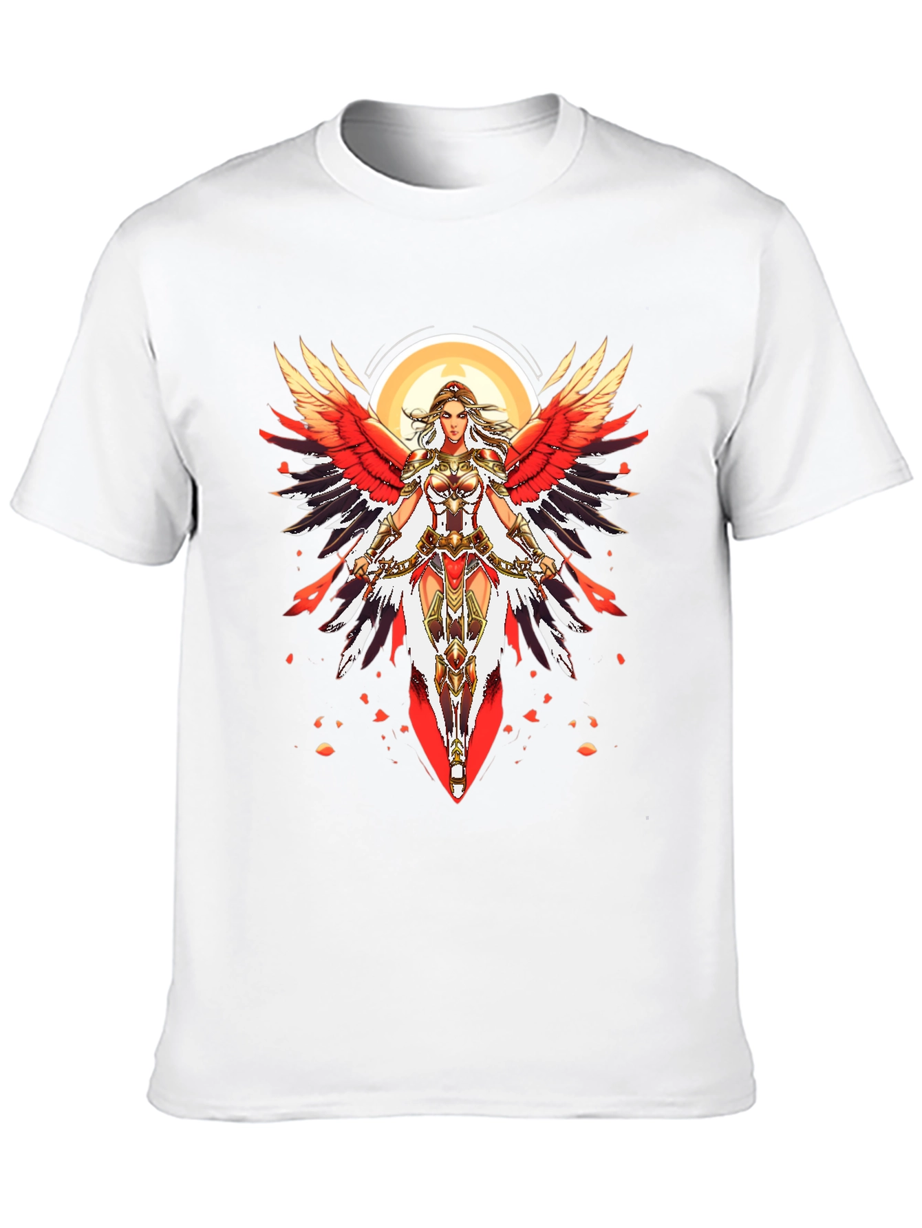 Warrior Angel Graphic Print Black T-Shirt