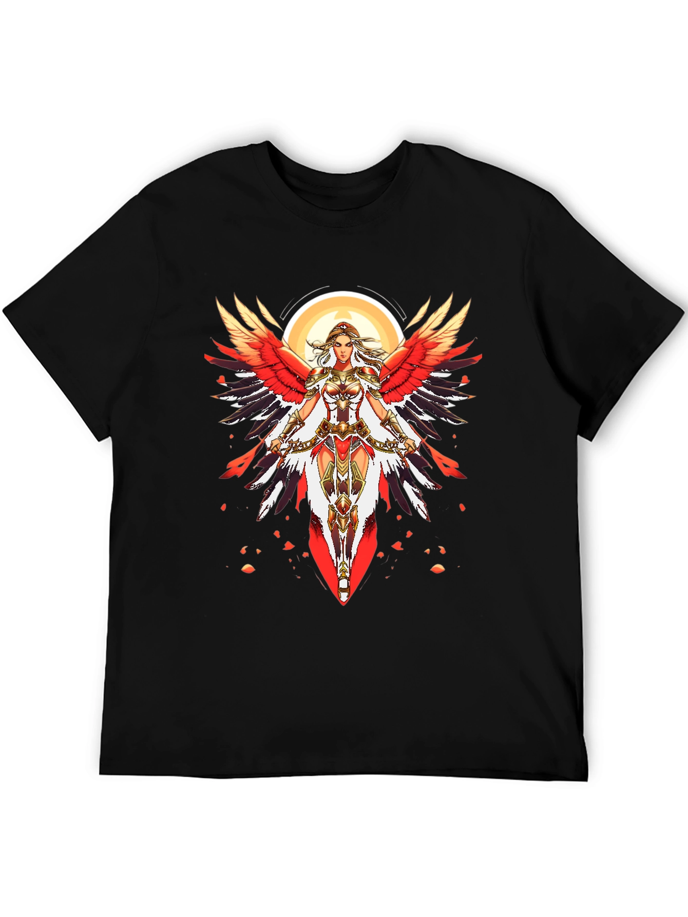 Warrior Angel Graphic Print Black T-Shirt