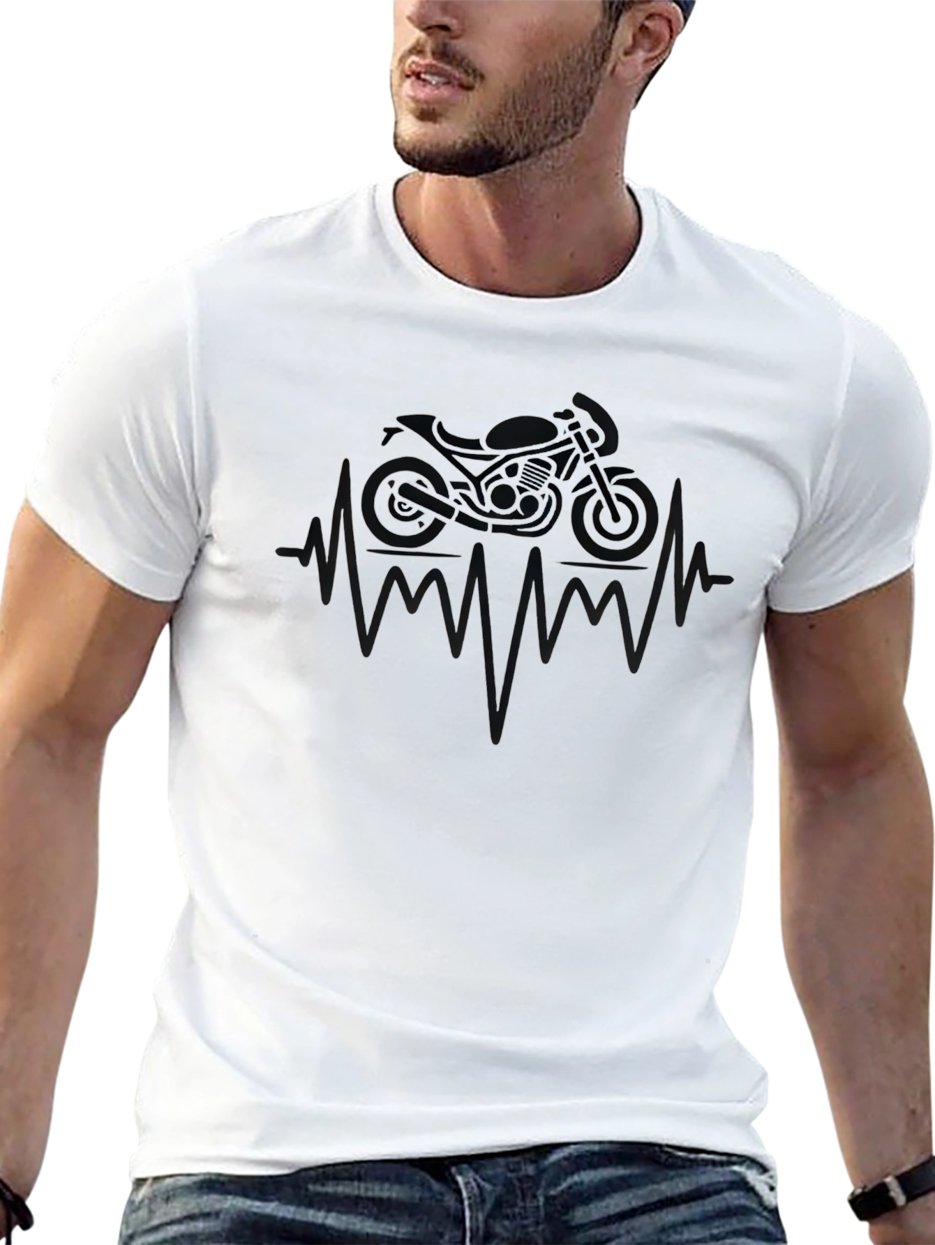 Motorcycle Heartbeat Graphic T-Shirt