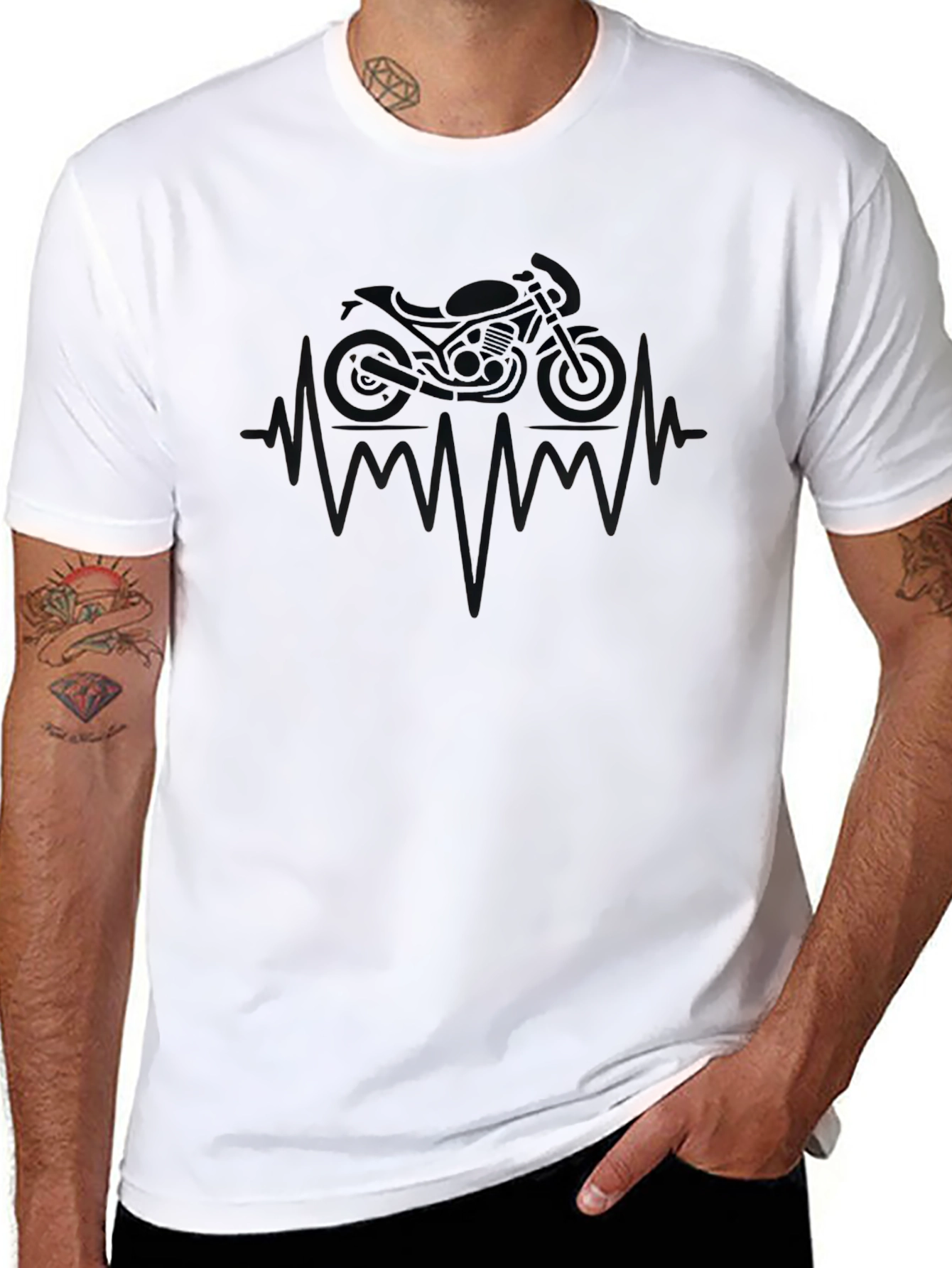 Motorcycle Heartbeat Graphic T-Shirt