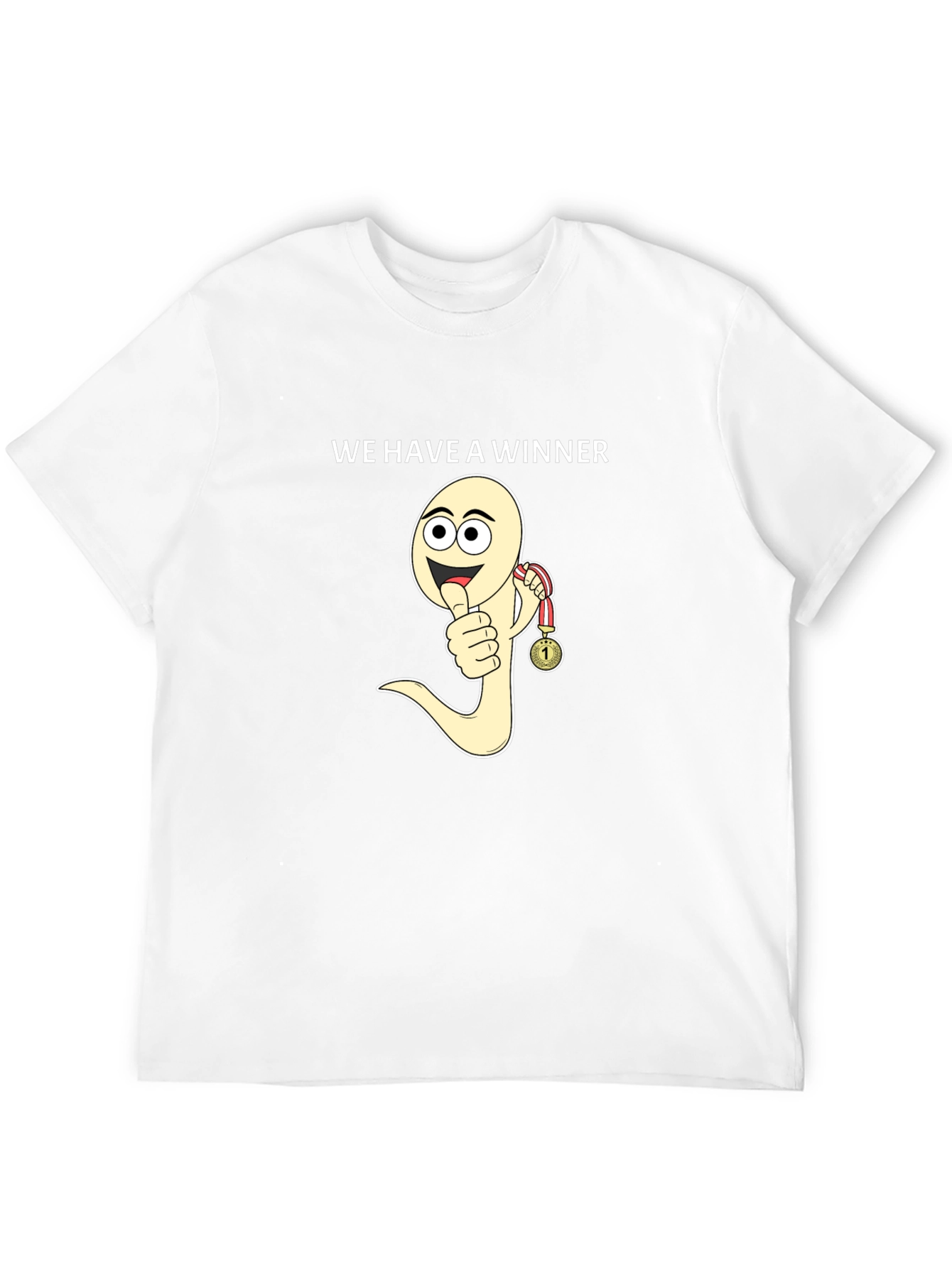 Winner Sperm Cartoon Black T-Shirt Funny Tee