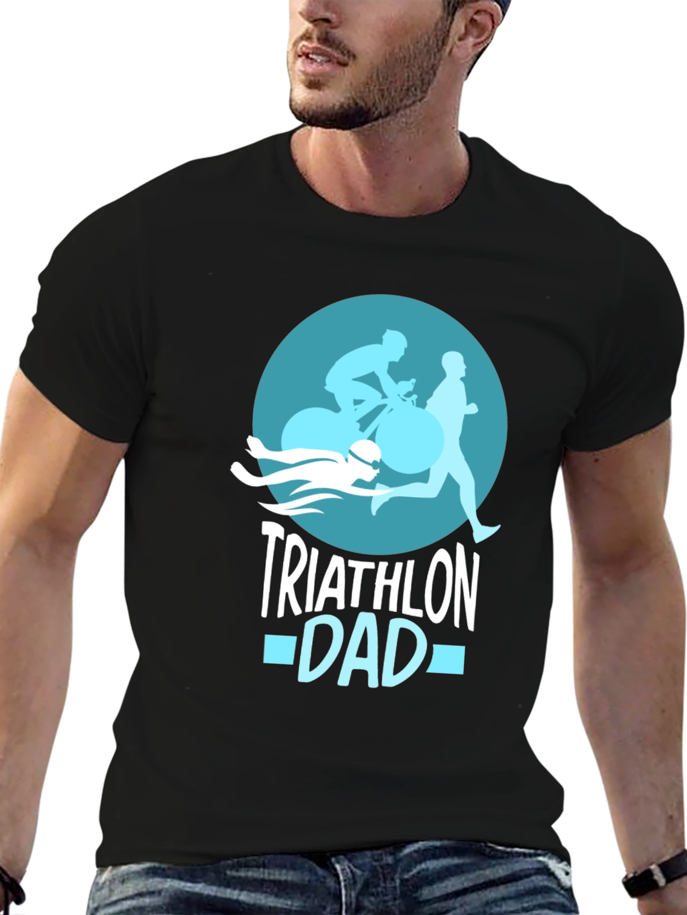 Triathlon Dad T-Shirt - Black Graphic Tee