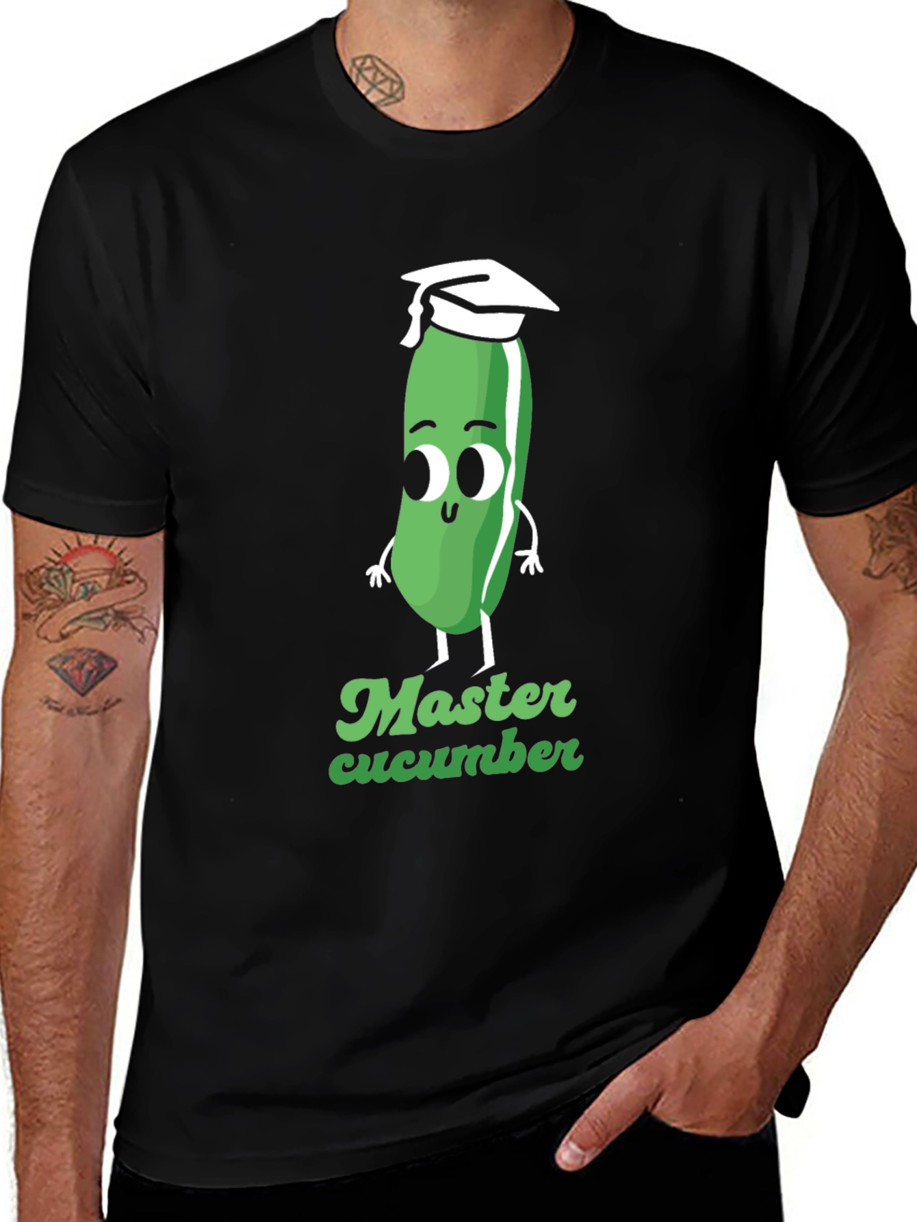 Master Cucumber Graphic Tee - Black Cotton T-Shirt
