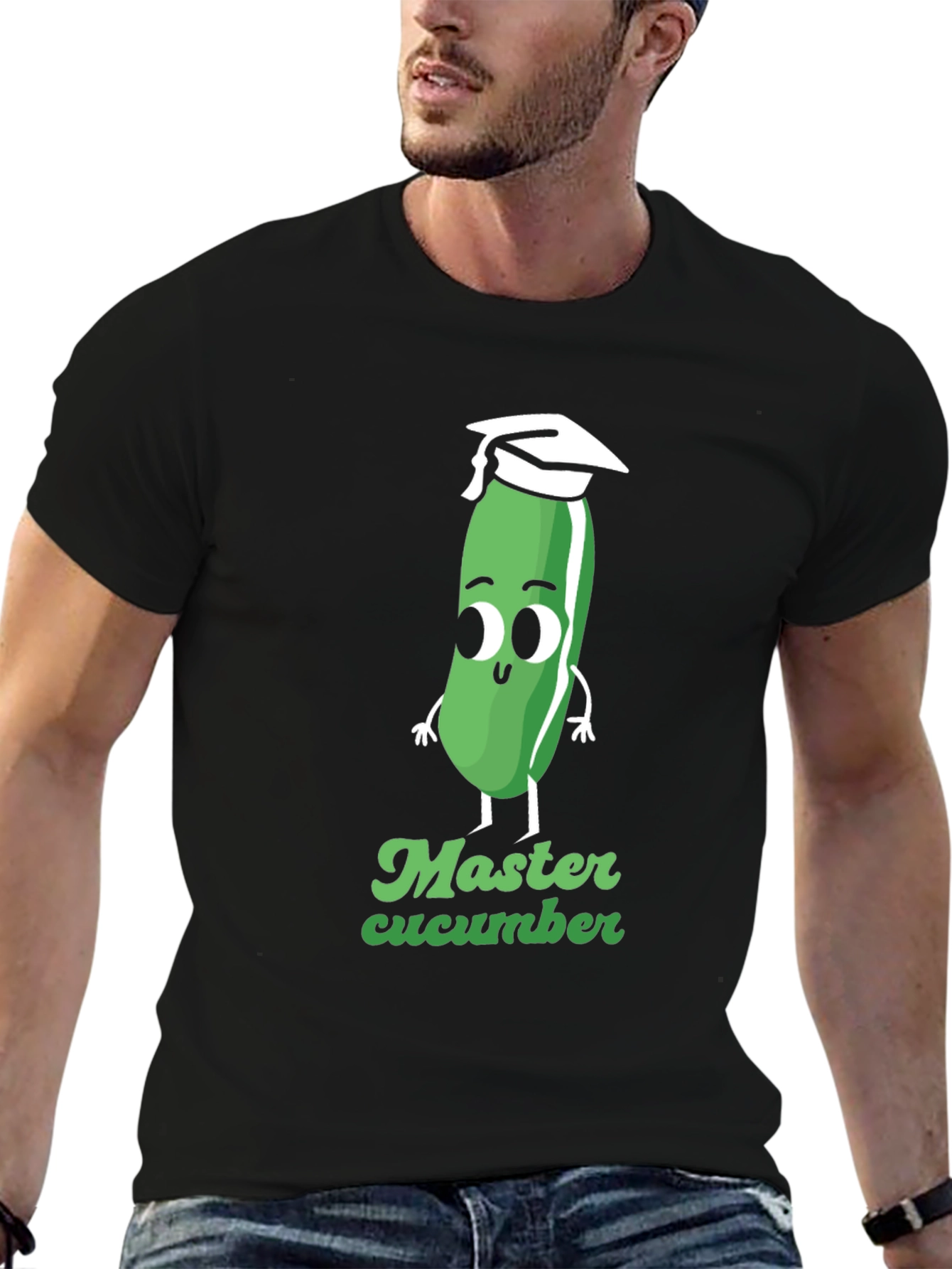 Master Cucumber Graphic Tee - Black Cotton T-Shirt