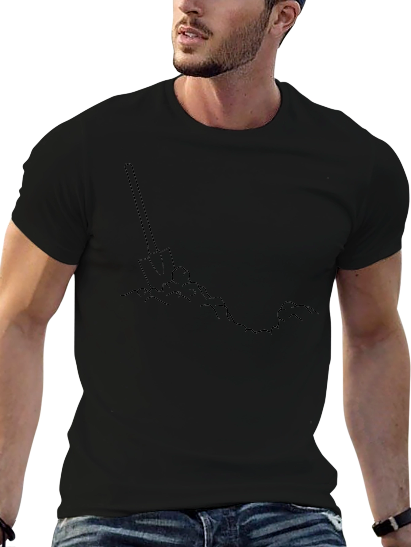 Shovel in Dirt Graphic Tee - Black Casual T-Shirt