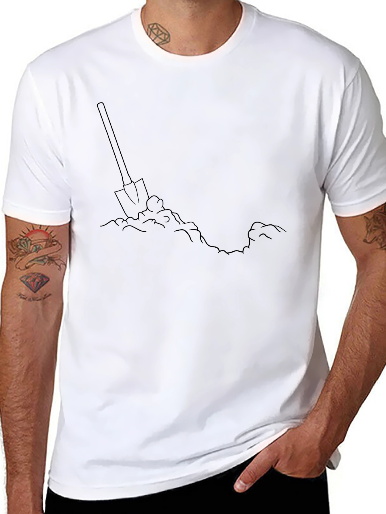 Shovel in Dirt Graphic Tee - Black Casual T-Shirt