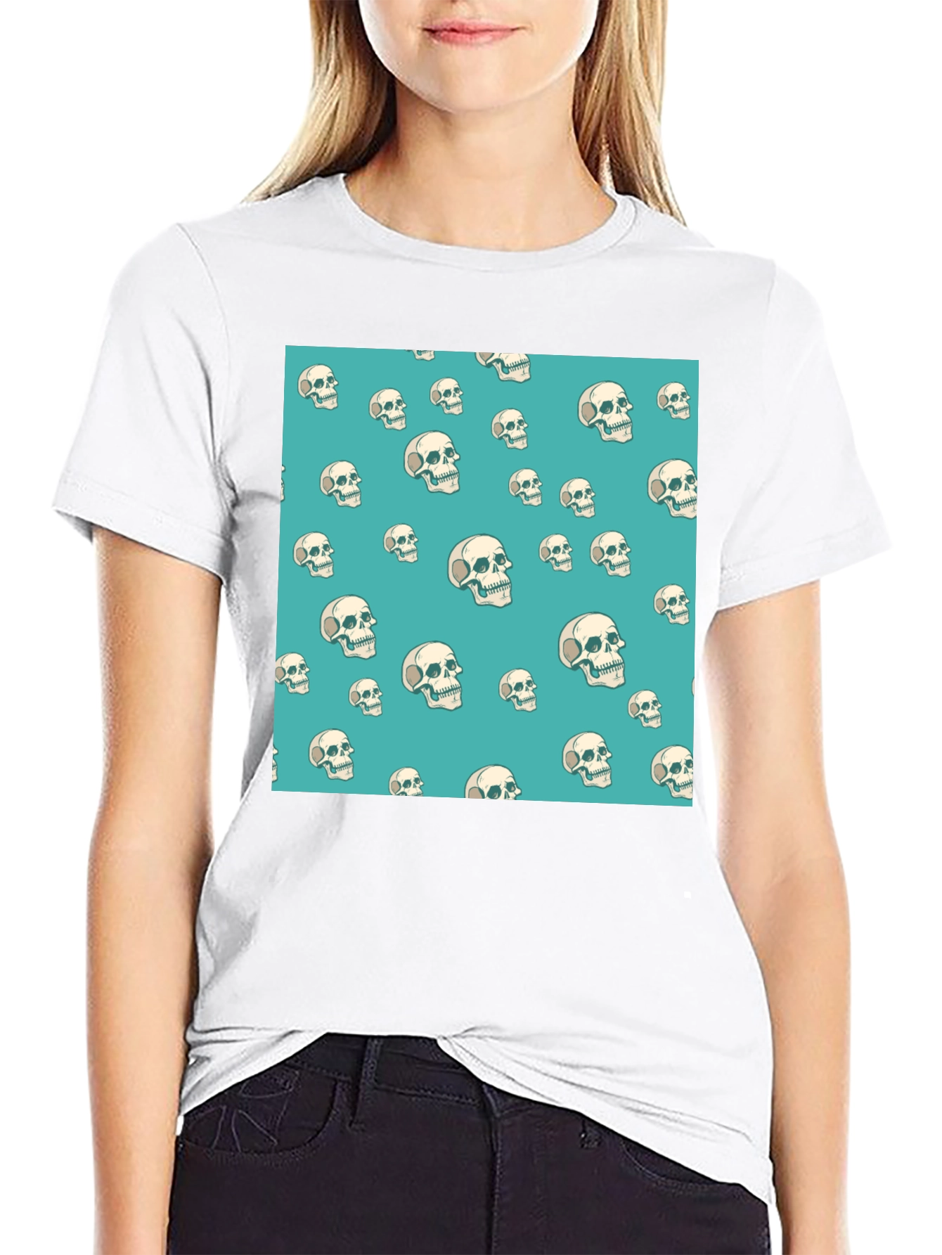 Skull Pattern Black T-Shirt