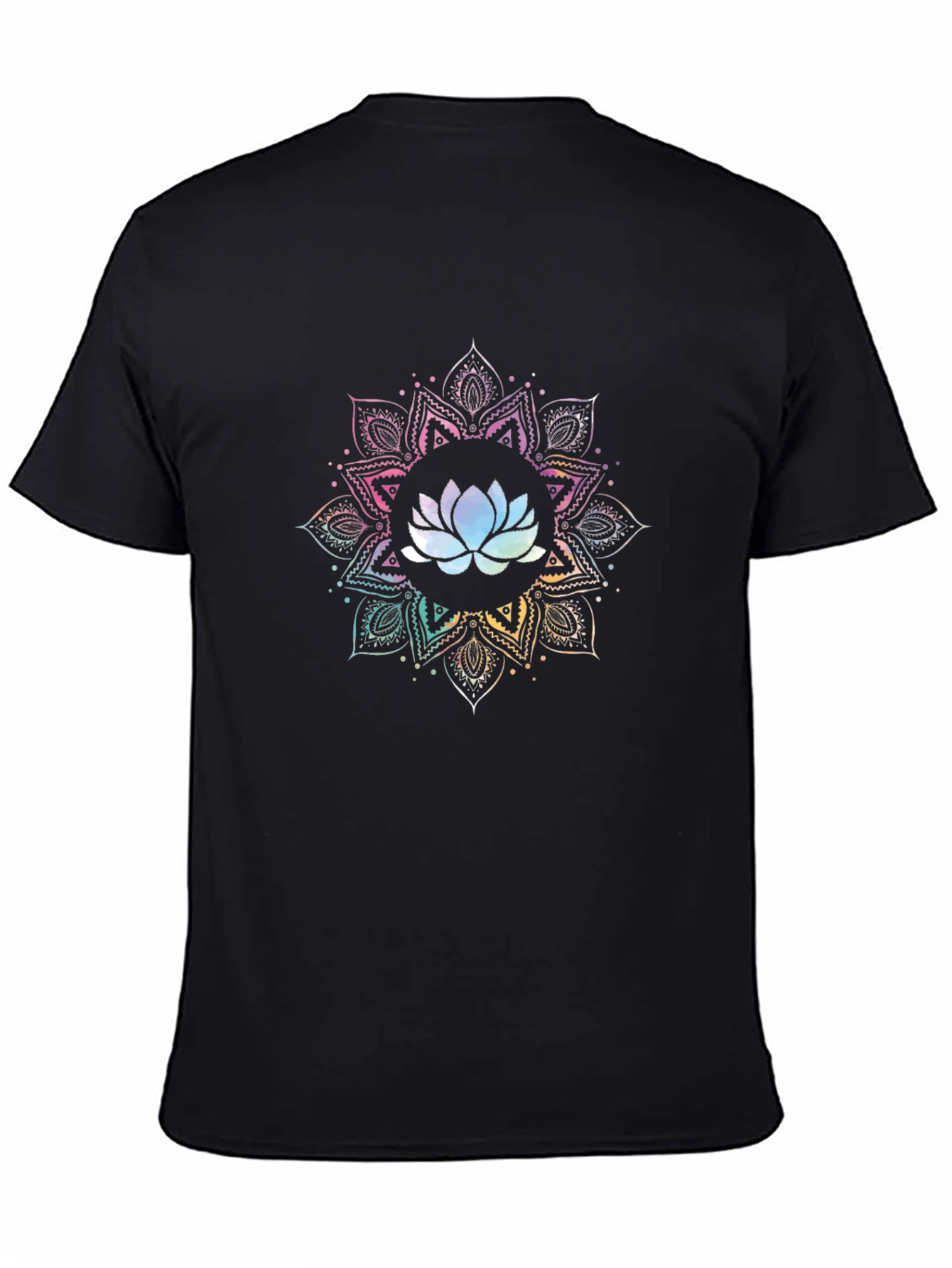 Lotus Mandala Graphic T-Shirt - Black