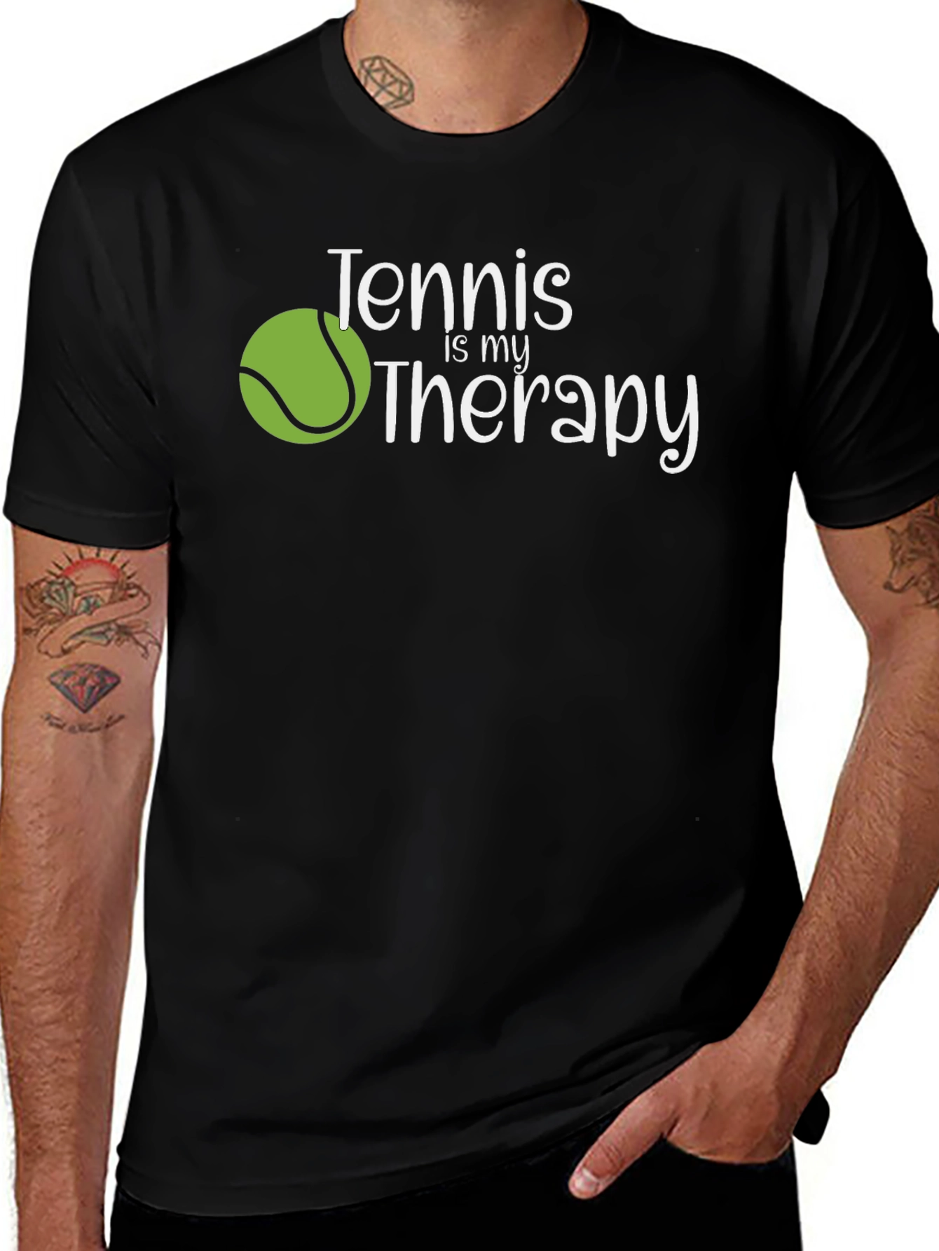 Tennis is my Therapy Black T-Shirt
