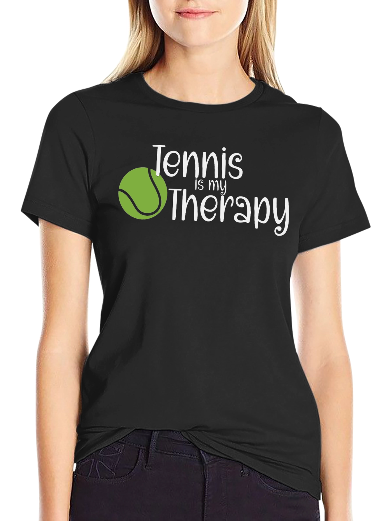 Tennis is my Therapy Black T-Shirt