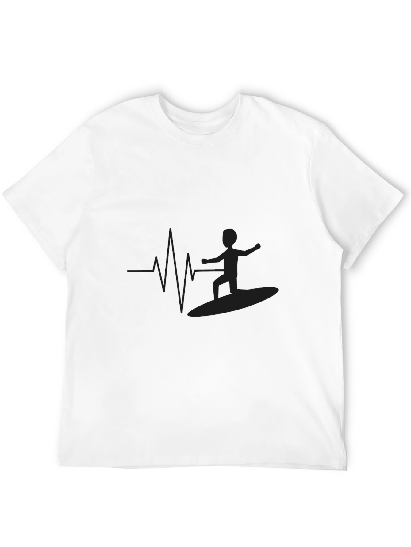 Surfing Heartbeat T-Shirt - Black