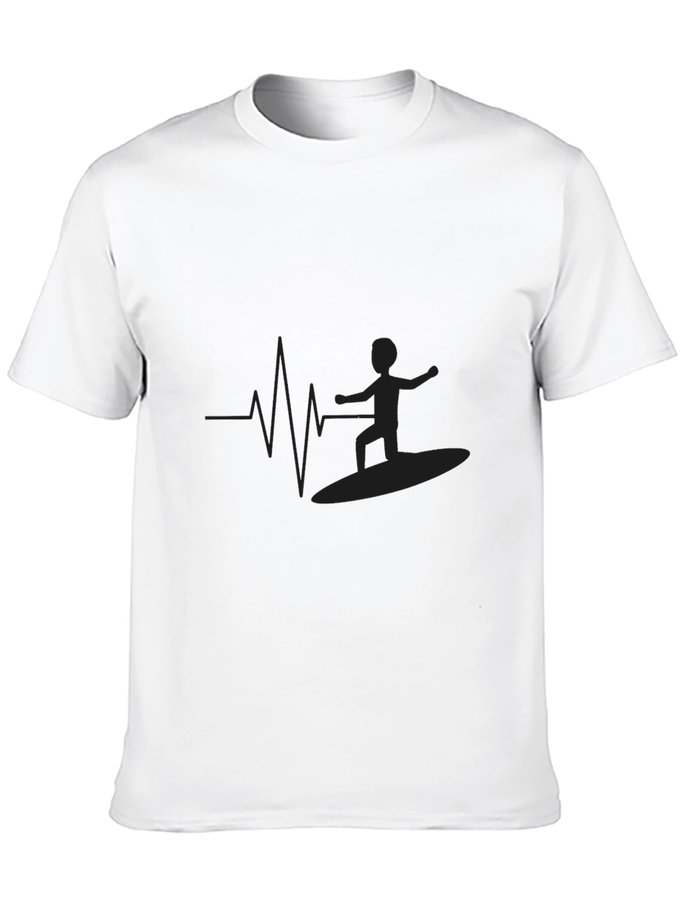 Surfing Heartbeat T-Shirt - Black