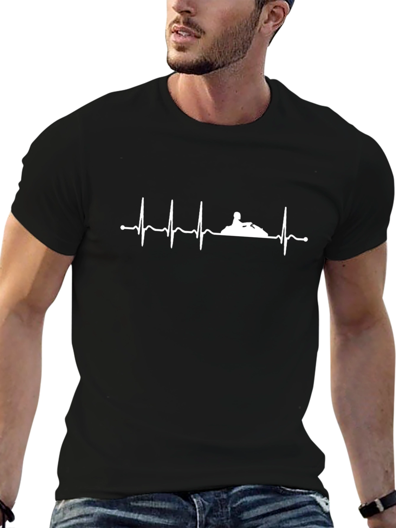 Jet Ski Heartbeat T-Shirt - Black Graphic Tee