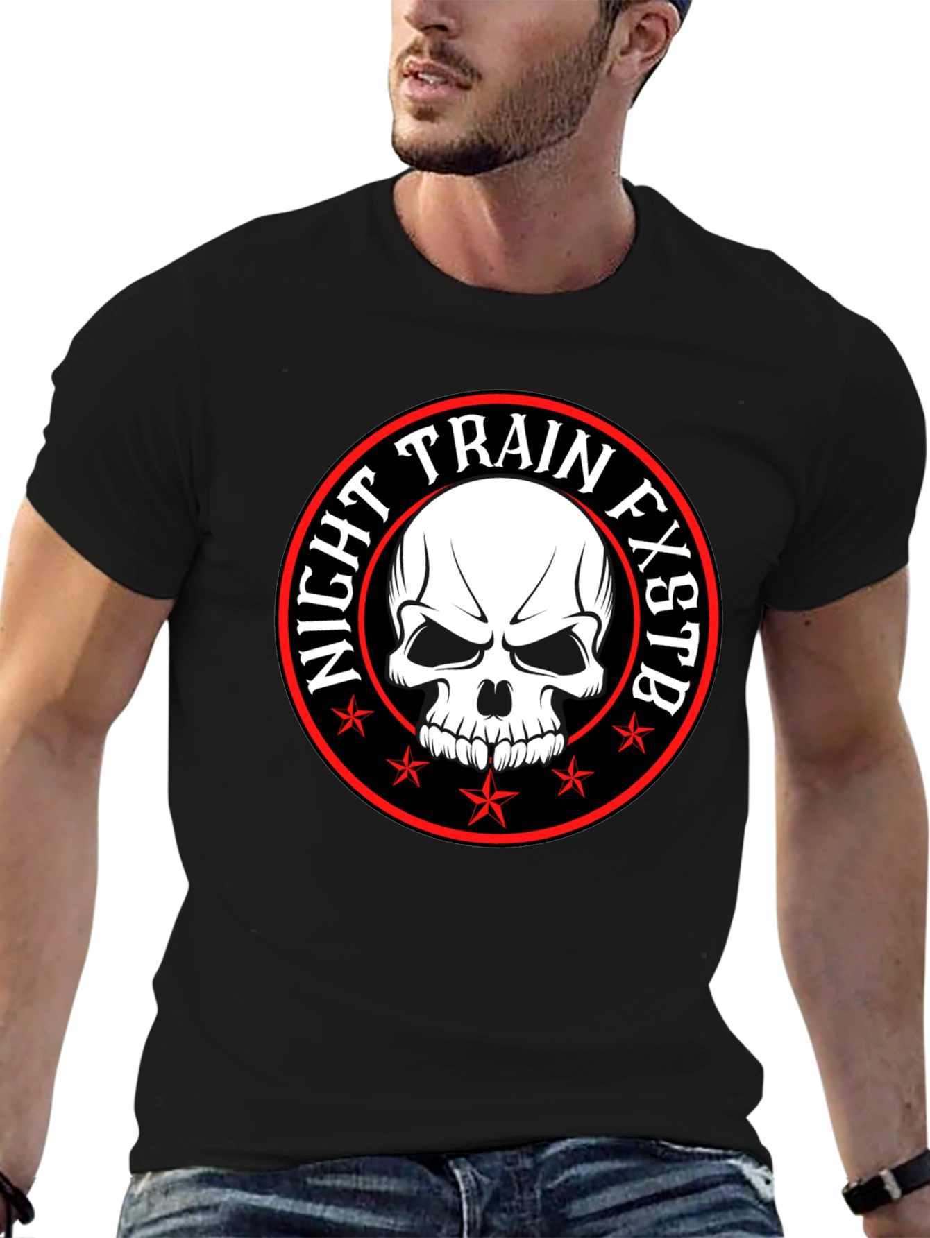 Night Train FXSTB Skull Graphic T-Shirt