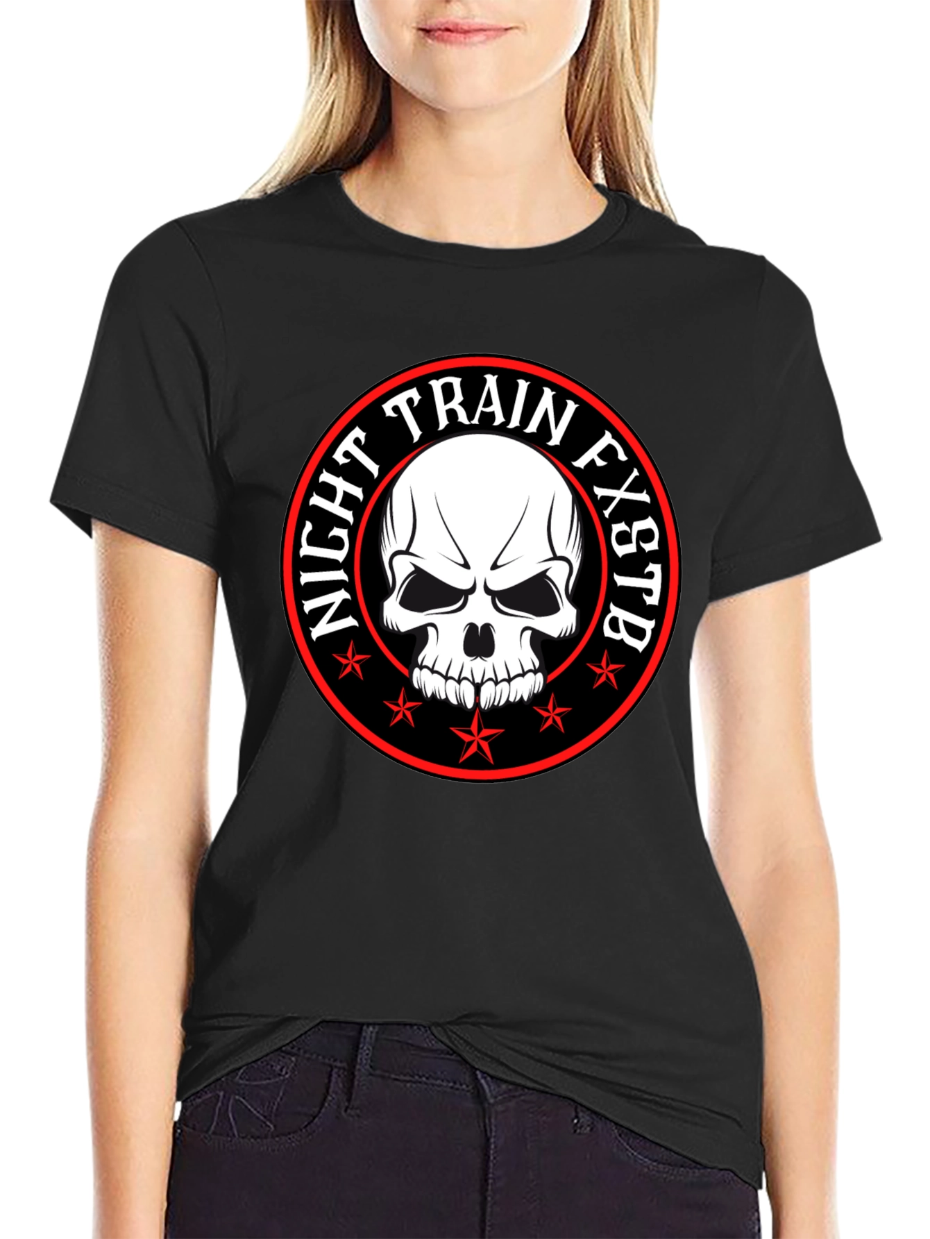 Night Train FXSTB Skull Graphic T-Shirt