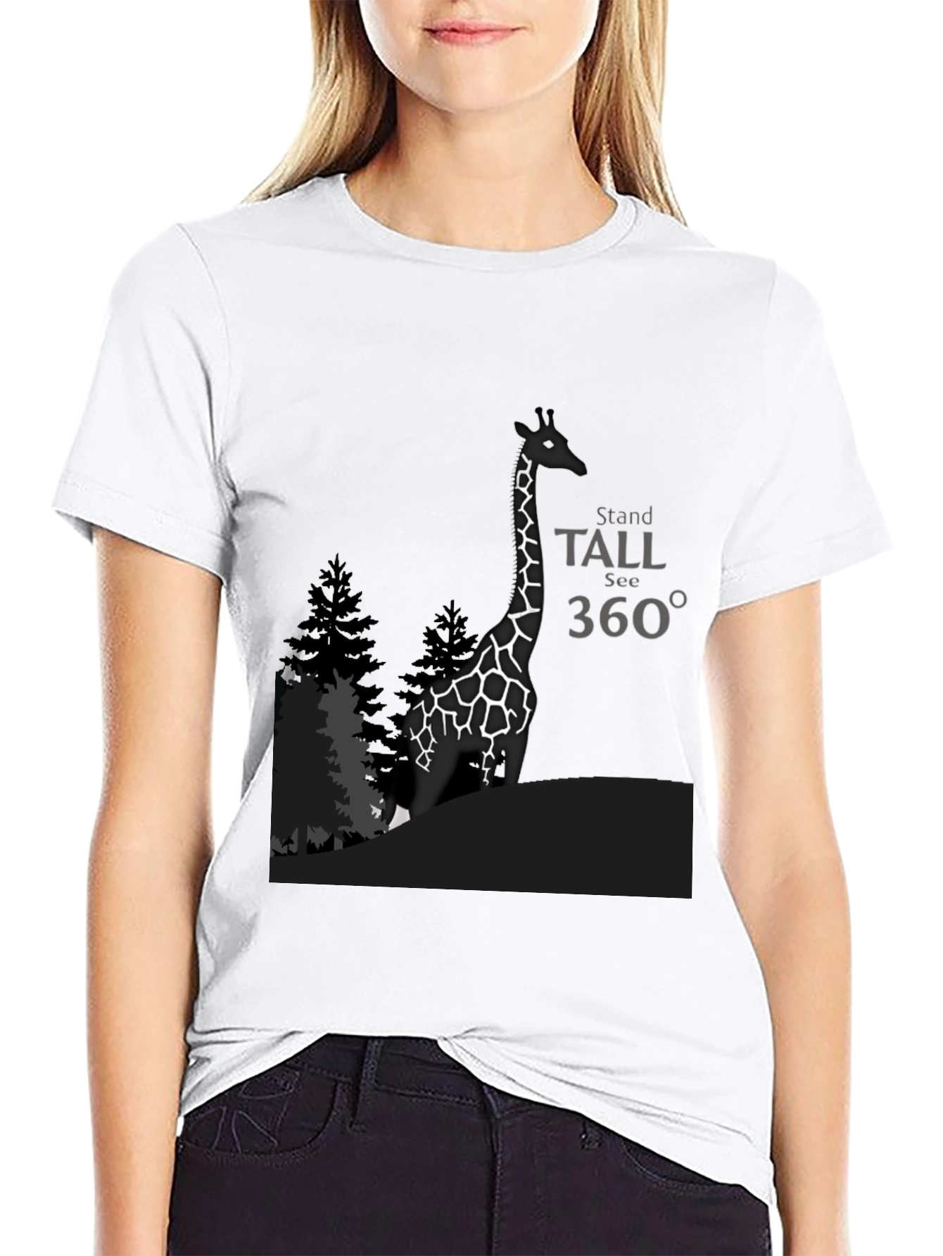 Stand Tall Giraffe Graphic T-Shirt - Black