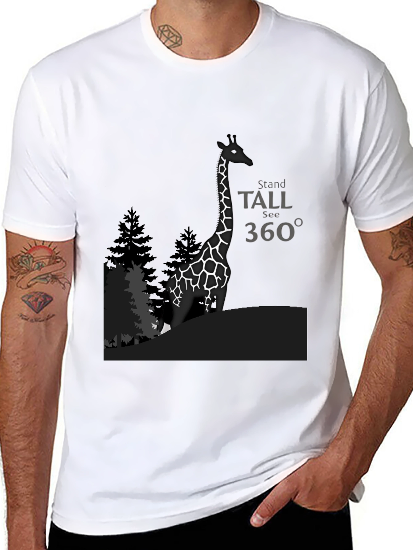 Stand Tall Giraffe Graphic T-Shirt - Black