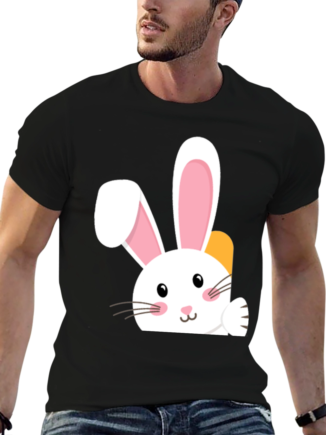 Cute Easter Bunny Black T-Shirt