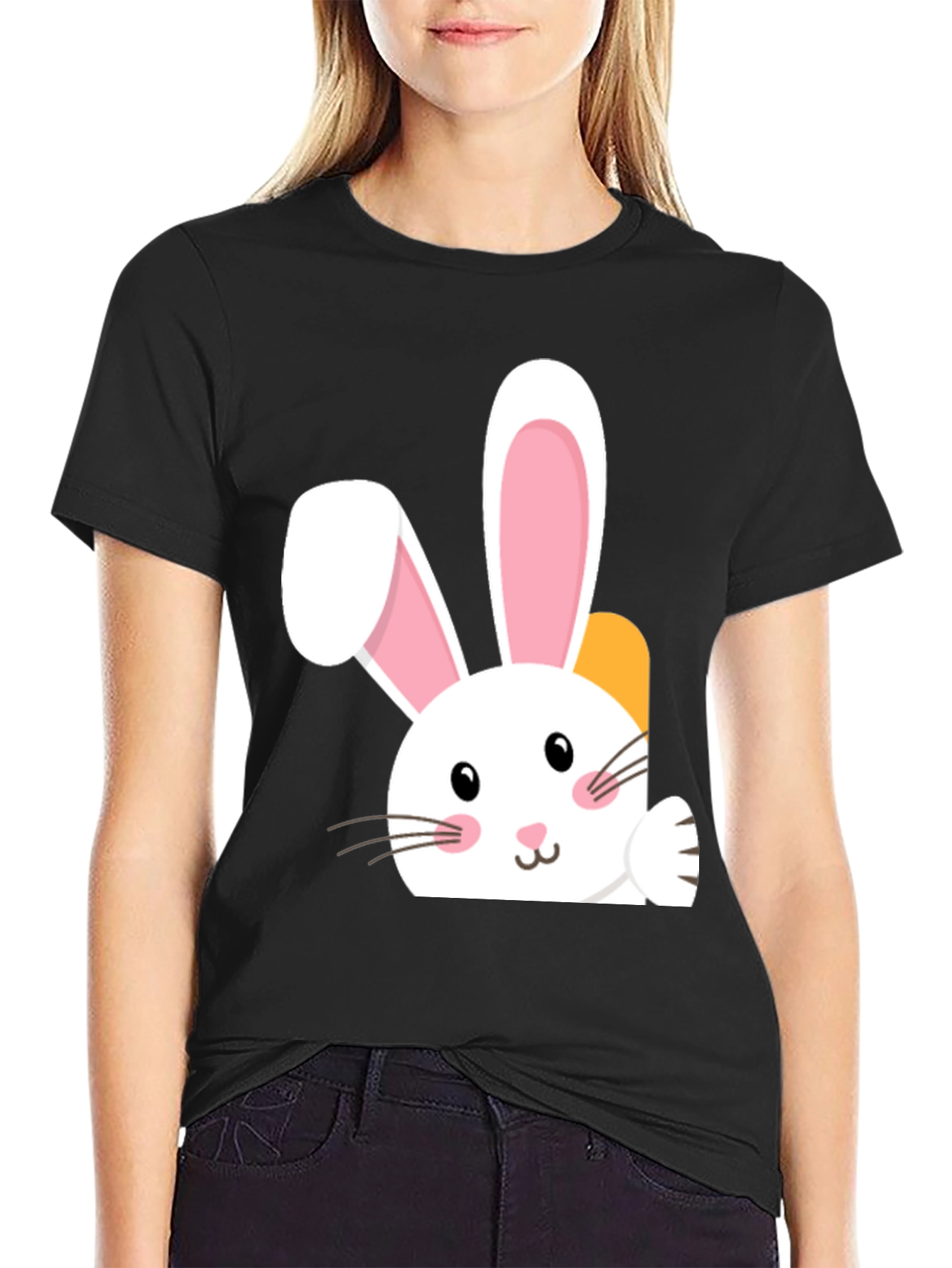 Cute Easter Bunny Black T-Shirt