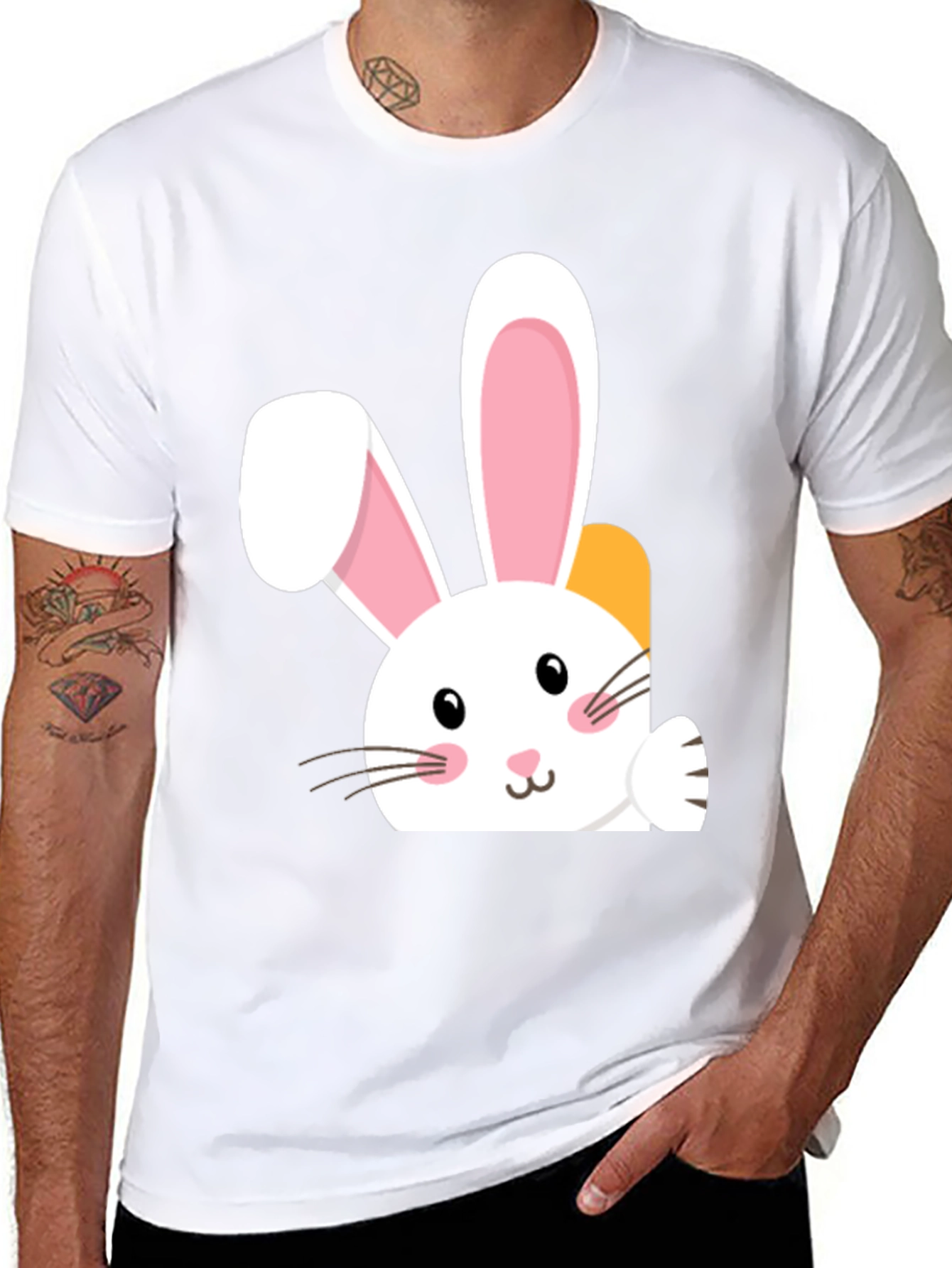 Cute Easter Bunny Black T-Shirt