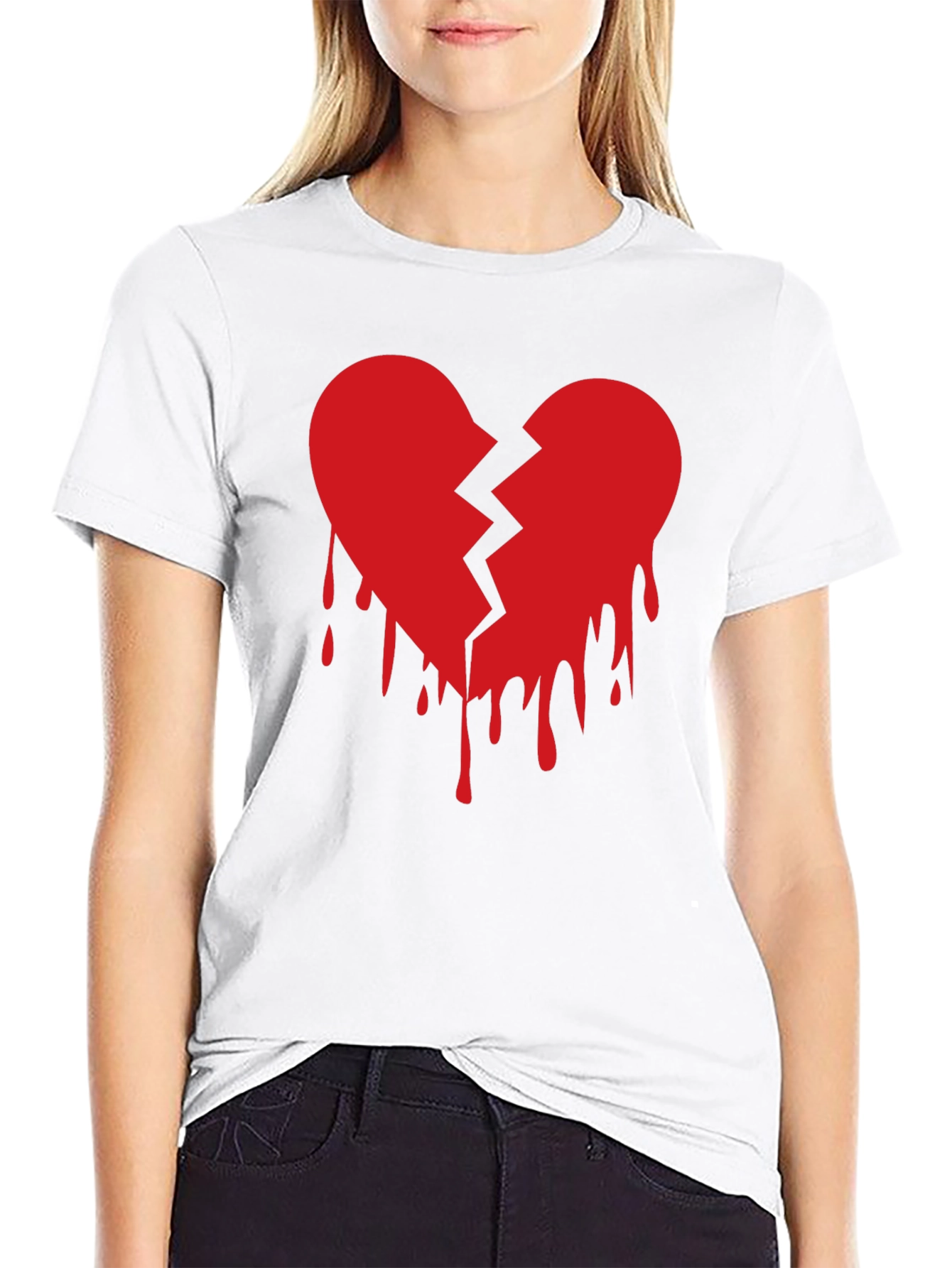 Broken Heart Graphic Tee - Black Cotton T-Shirt