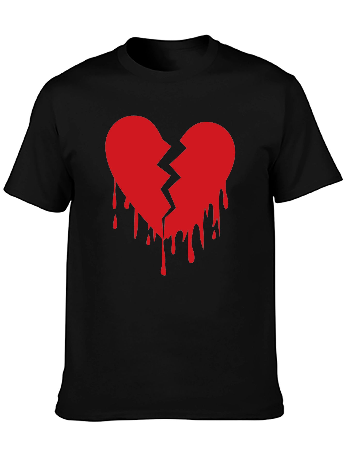 Broken Heart Graphic Tee - Black Cotton T-Shirt