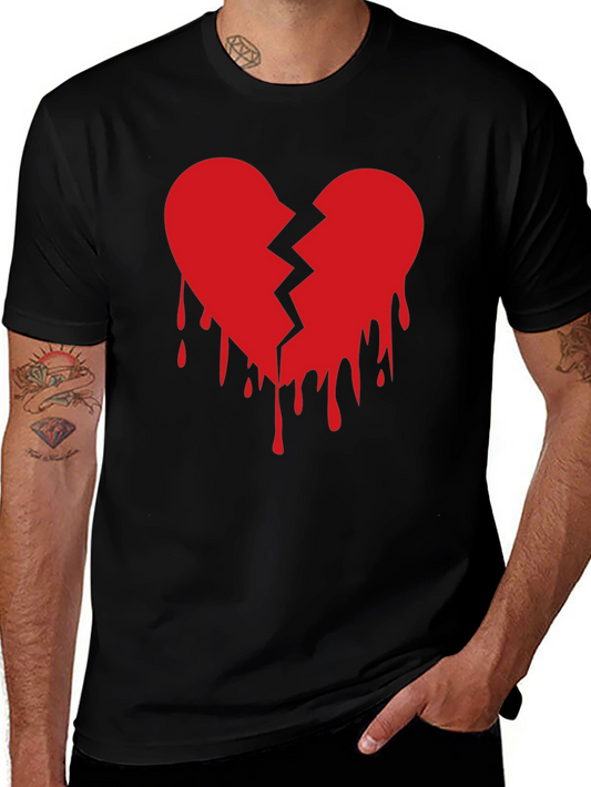Broken Heart Graphic Tee - Black Cotton T-Shirt