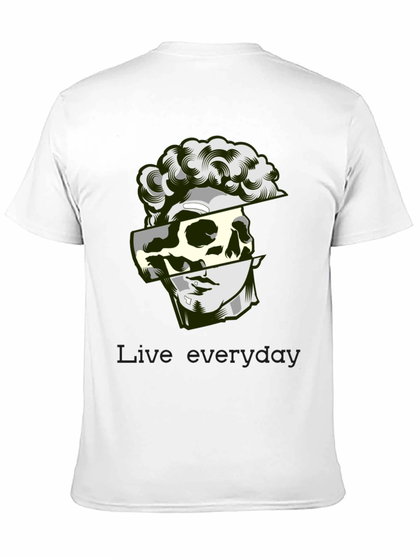 Modern Graphic Tee - Skull & Statue Design