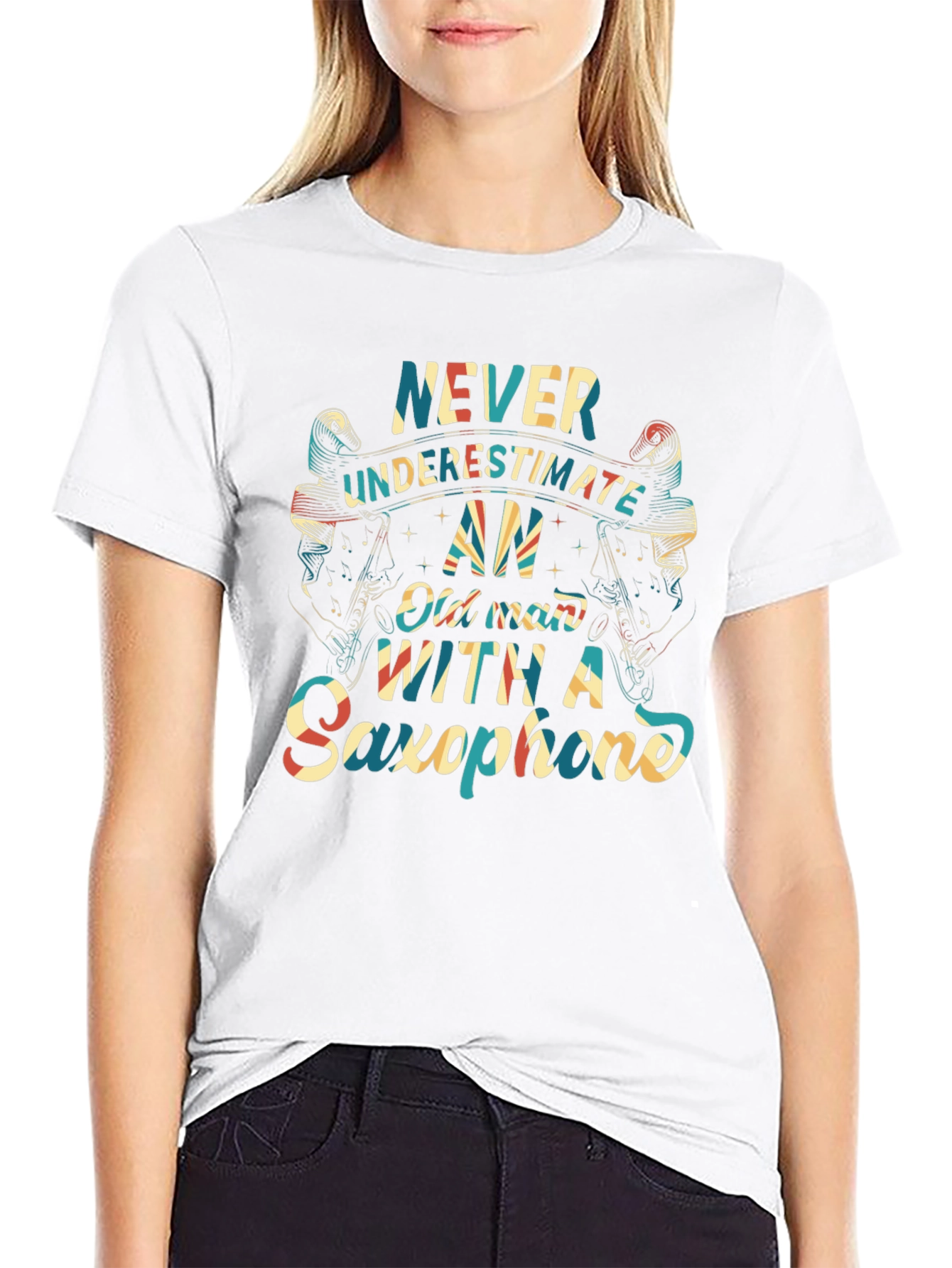 Never Underestimate Old Man With Saxophone T-Shirt