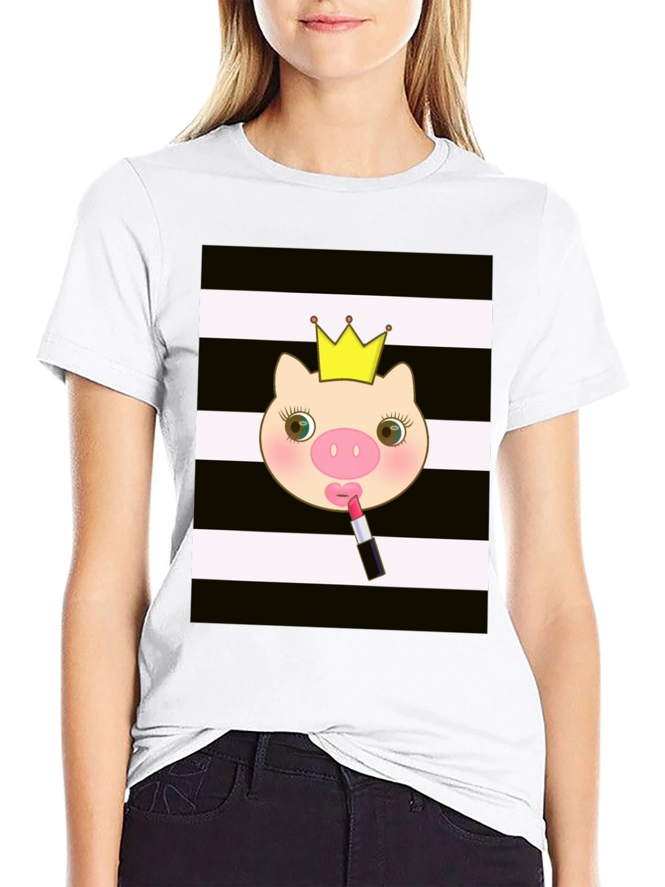 Pig Princess T-Shirt - Black Cotton Tee