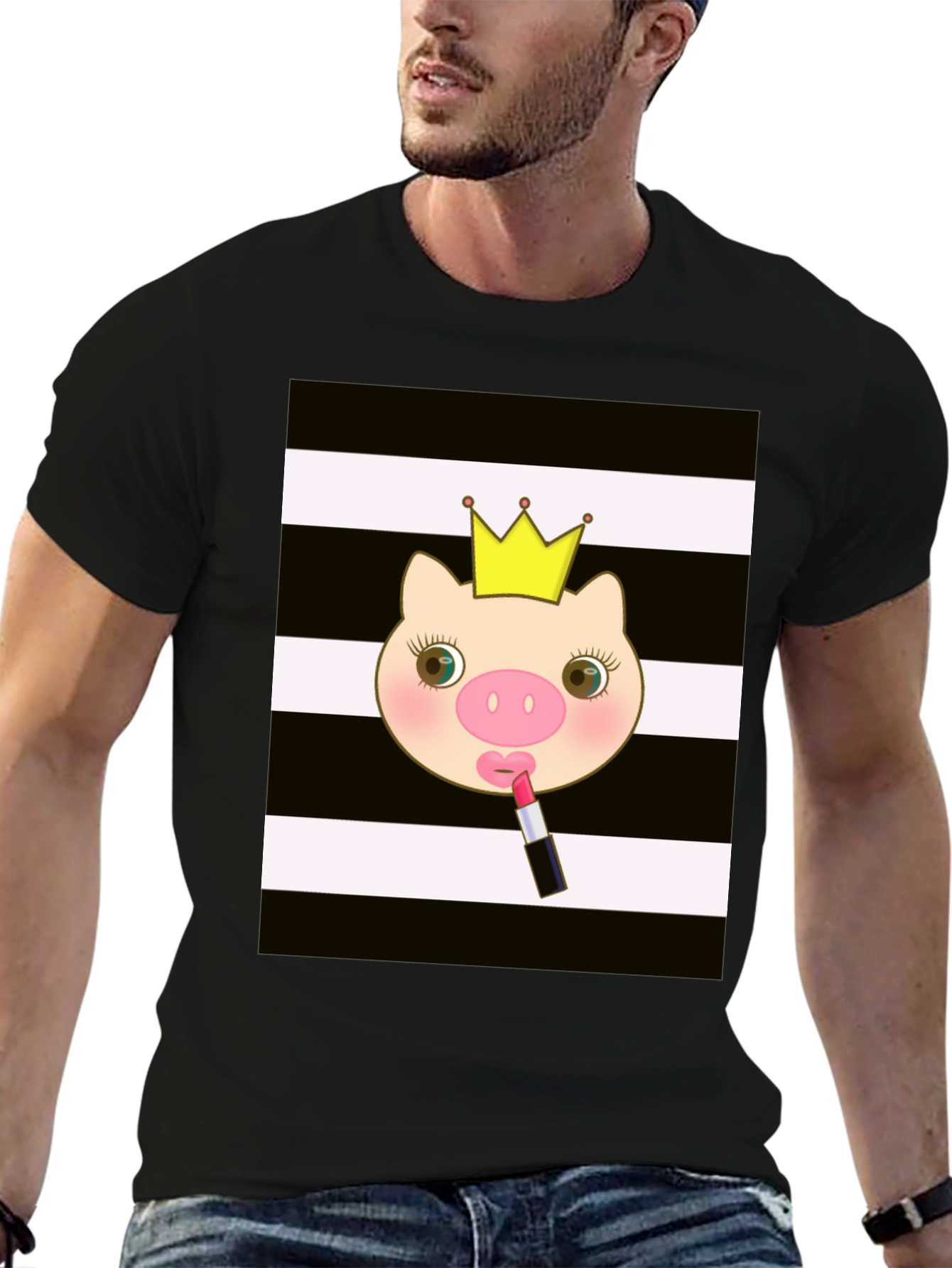 Pig Princess T-Shirt - Black Cotton Tee
