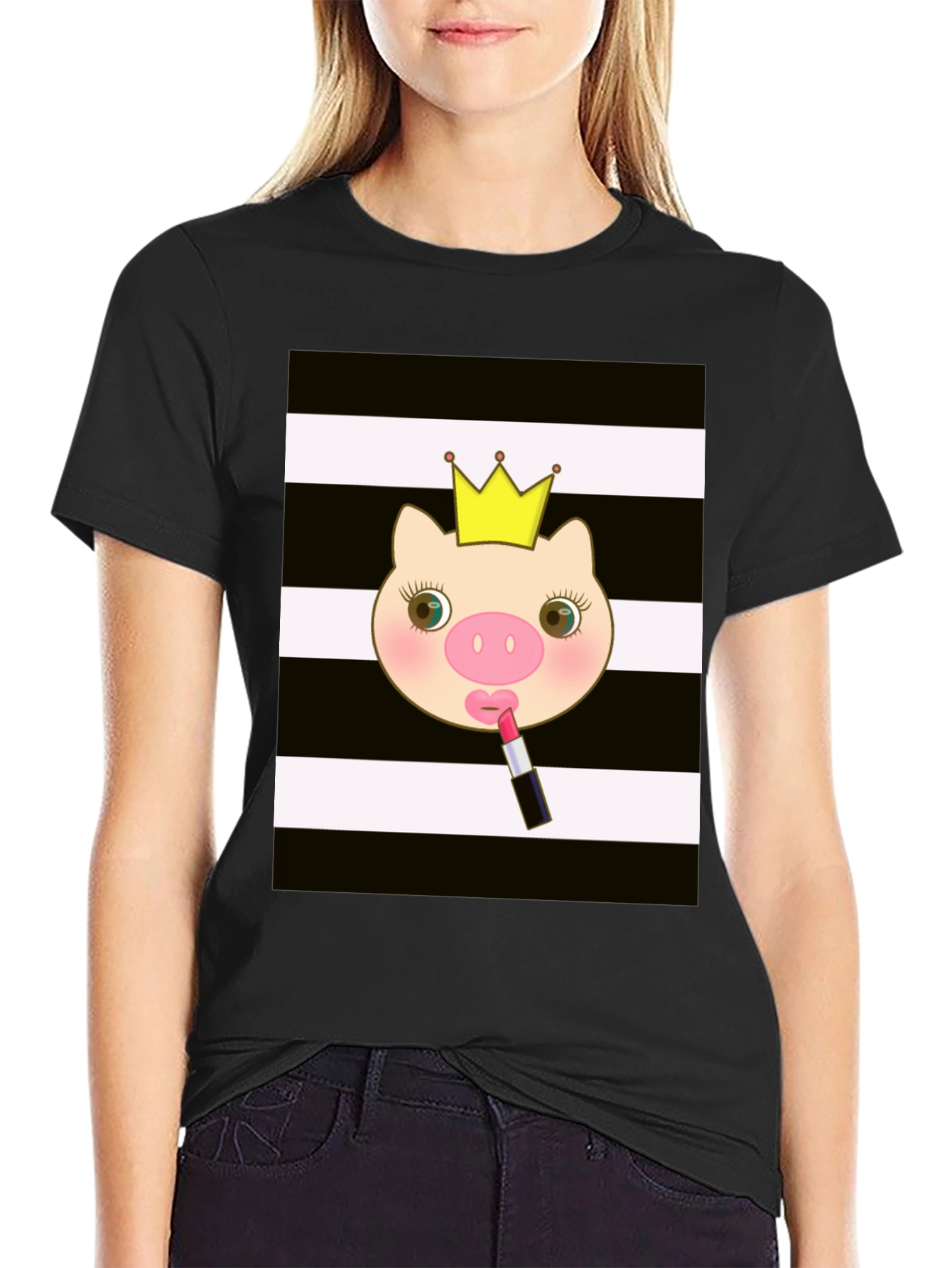 Pig Princess T-Shirt - Black Cotton Tee