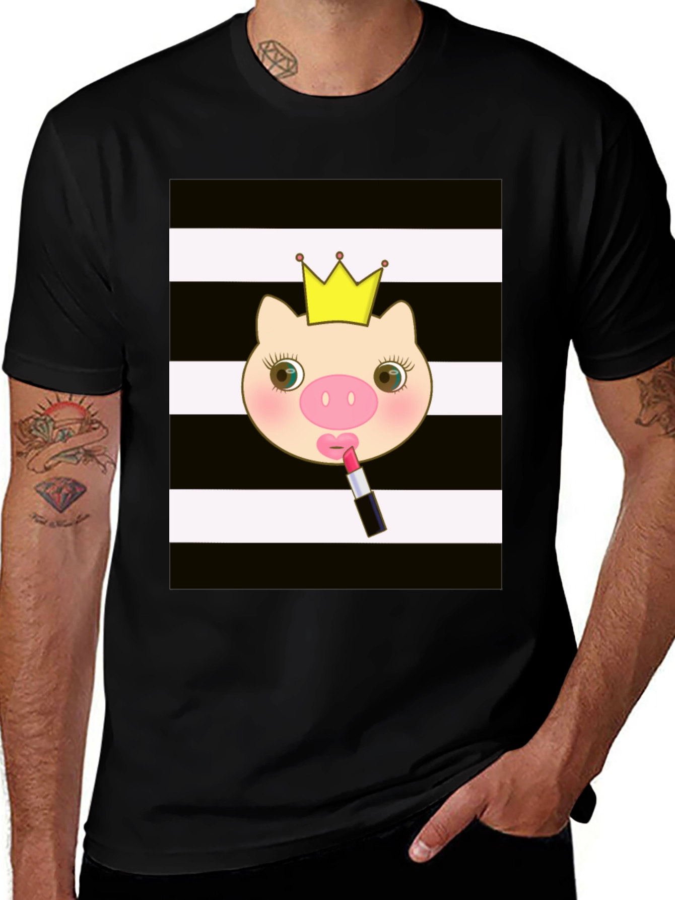 Pig Princess T-Shirt - Black Cotton Tee