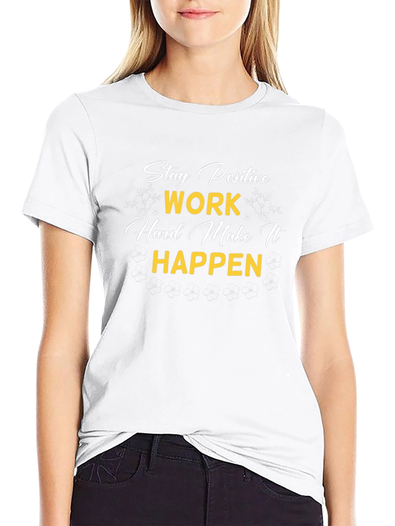 Motivational Stay Positive Graphic T-Shirt - Black