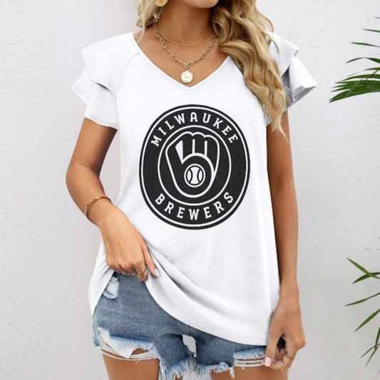 Milwaukee Brewers Vintage Baseball Graphic Tee – Classic Sports Fan Shirt for Women(z810)