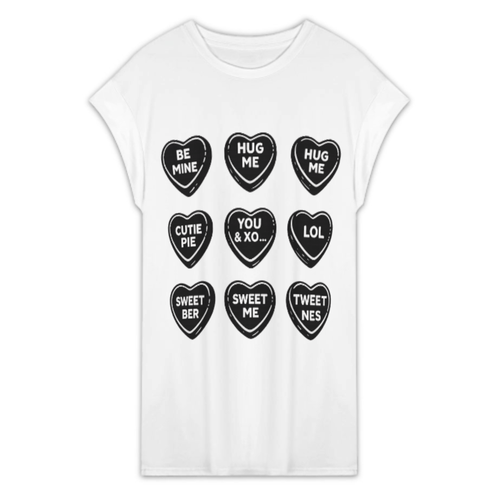 Retro Candy Hearts Valentine Graphic Tee – Cute Love Message Shirt for Women(z827)