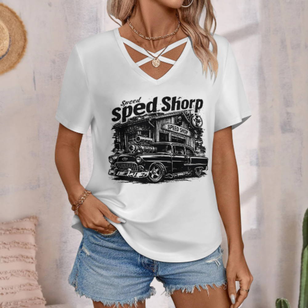 Vintage Speed Shop Hot Rod Tee | Classic Muscle Car Graphic Shirt | Retro Garage Automotive T-Shirt(z850)