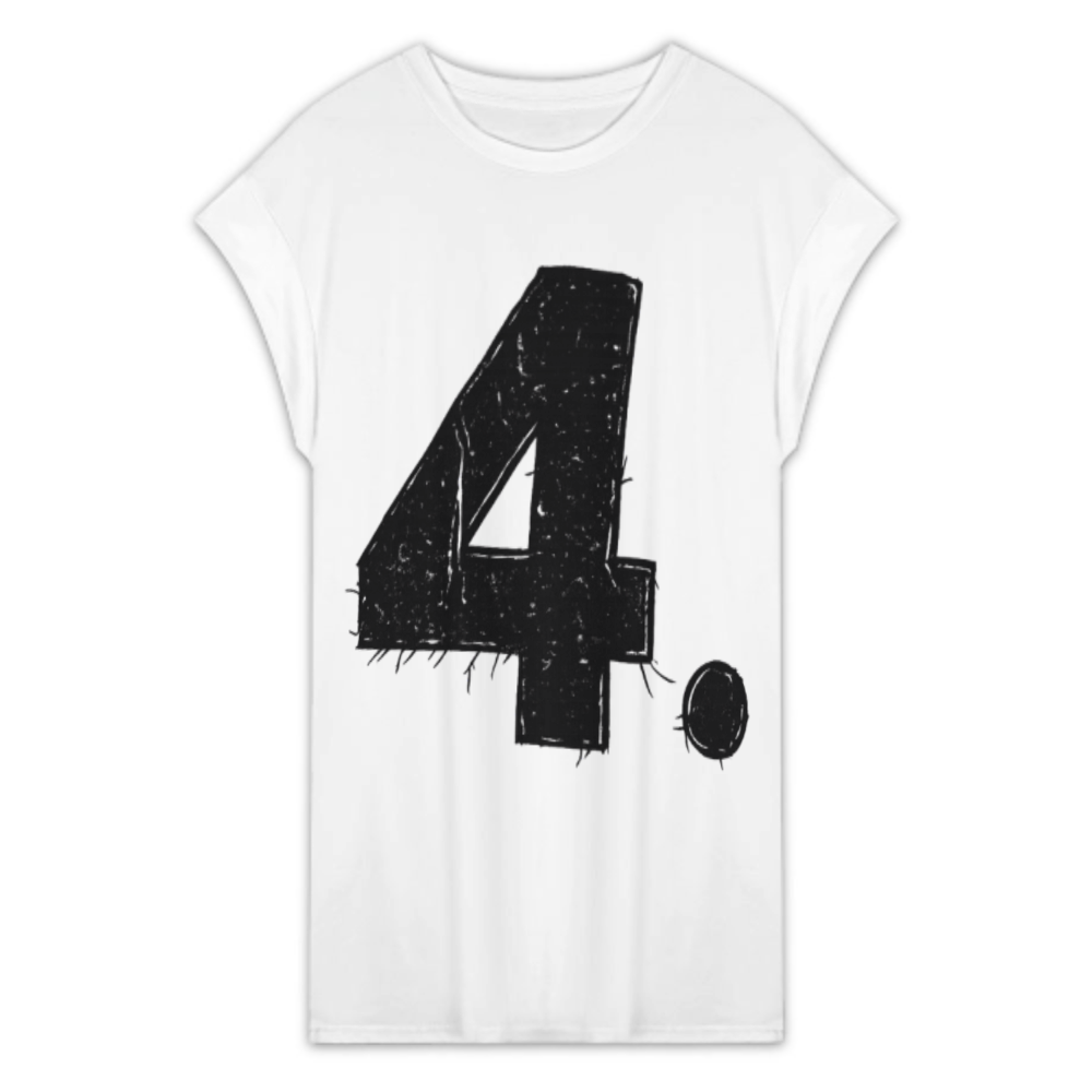 Distressed Number 4 Graphic Tee Dress – Minimalist Streetwear Oversized Shirt for Women(z829)