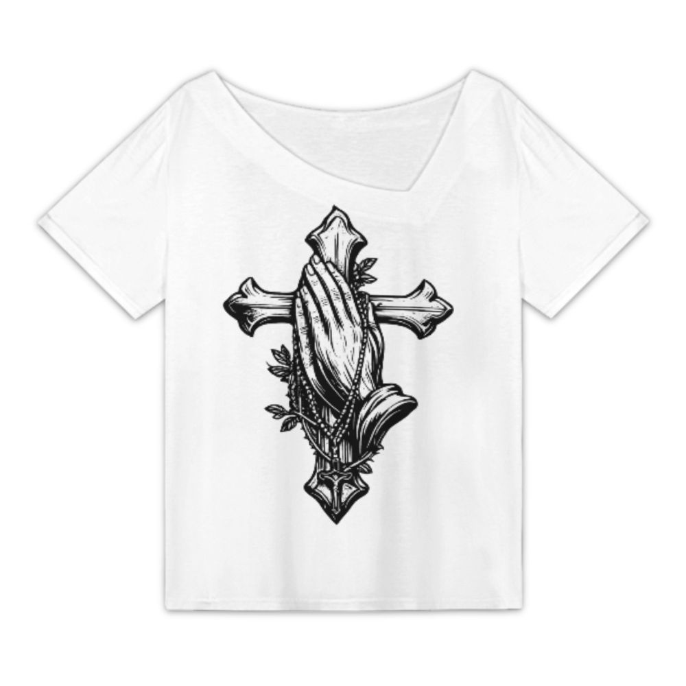 Praying Hands Cross Graphic Tee – Faith Inspired Christian Vintage Style T-Shirt for Men & Women(z858)