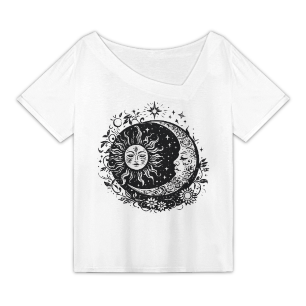 Celestial Sun & Moon Graphic Tee – Boho Mystic Astrology Vintage Shirt(z856)