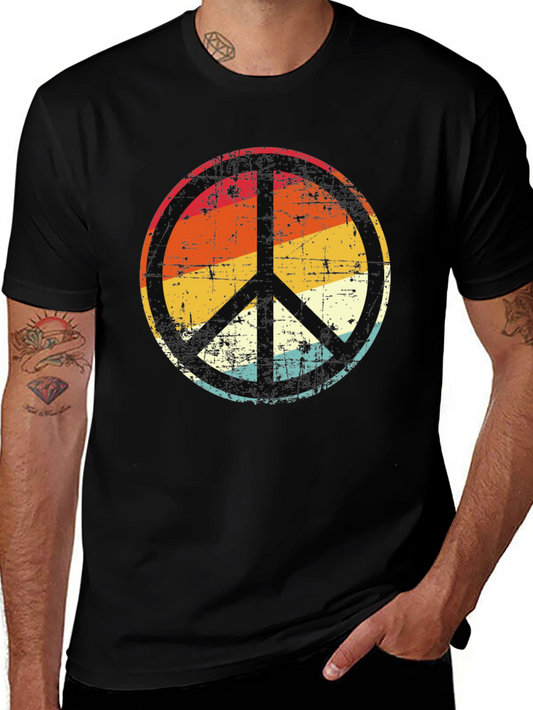Retro Peace Sign Graphic Tee - Vintage Style