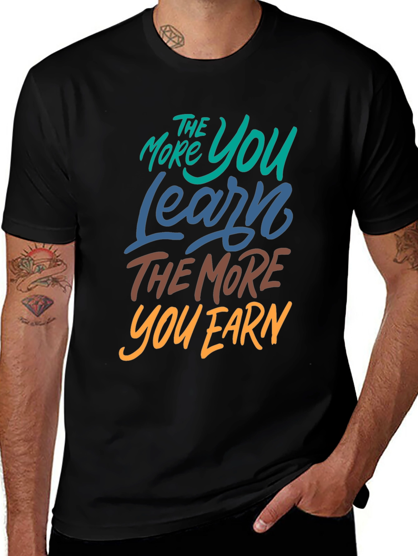 The More You Learn Black Graphic Tee