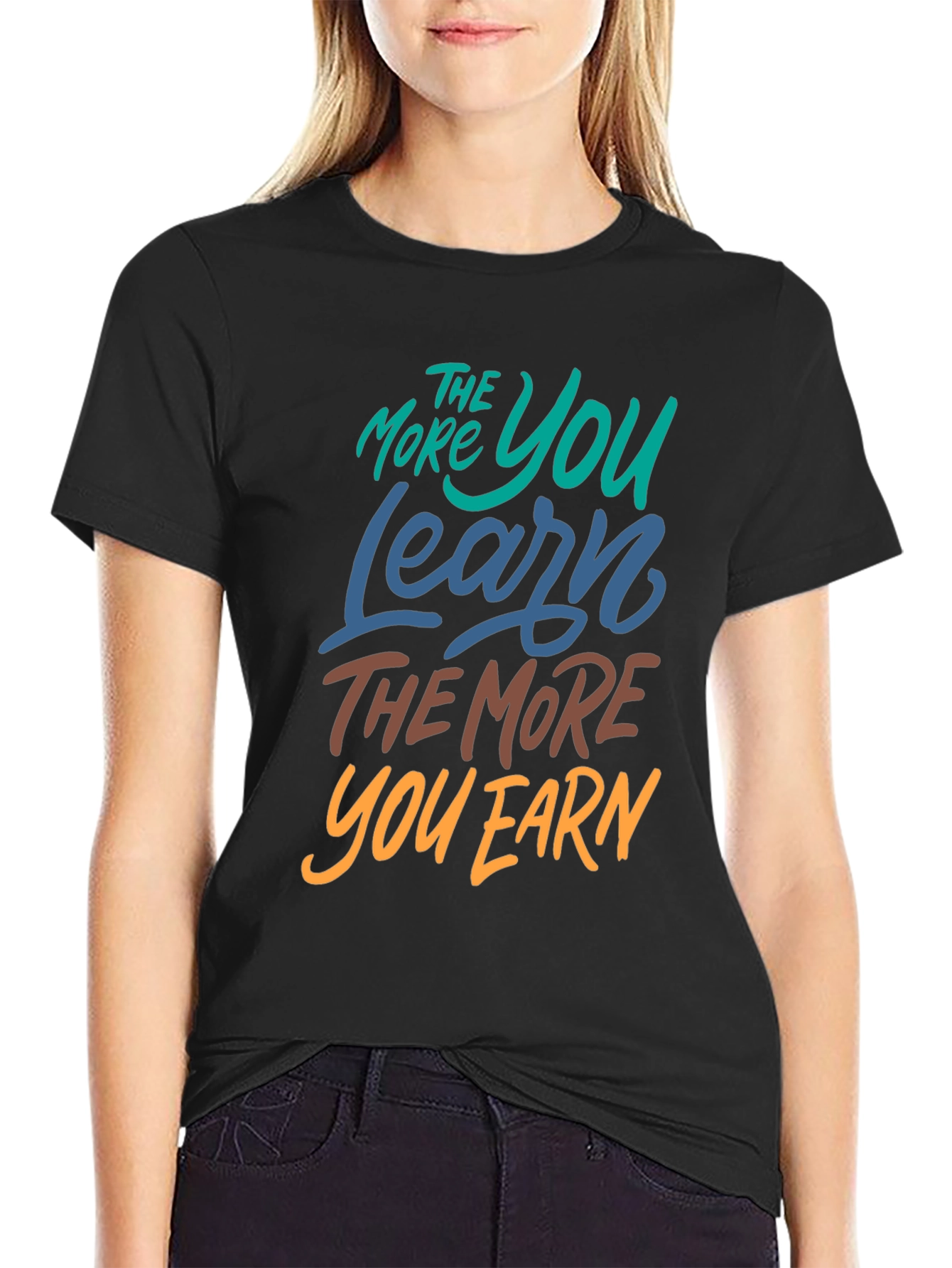 The More You Learn Black Graphic Tee