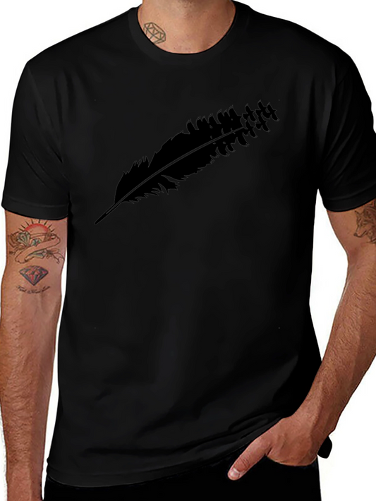Black Feather Graphic Tee - Casual Comfort
