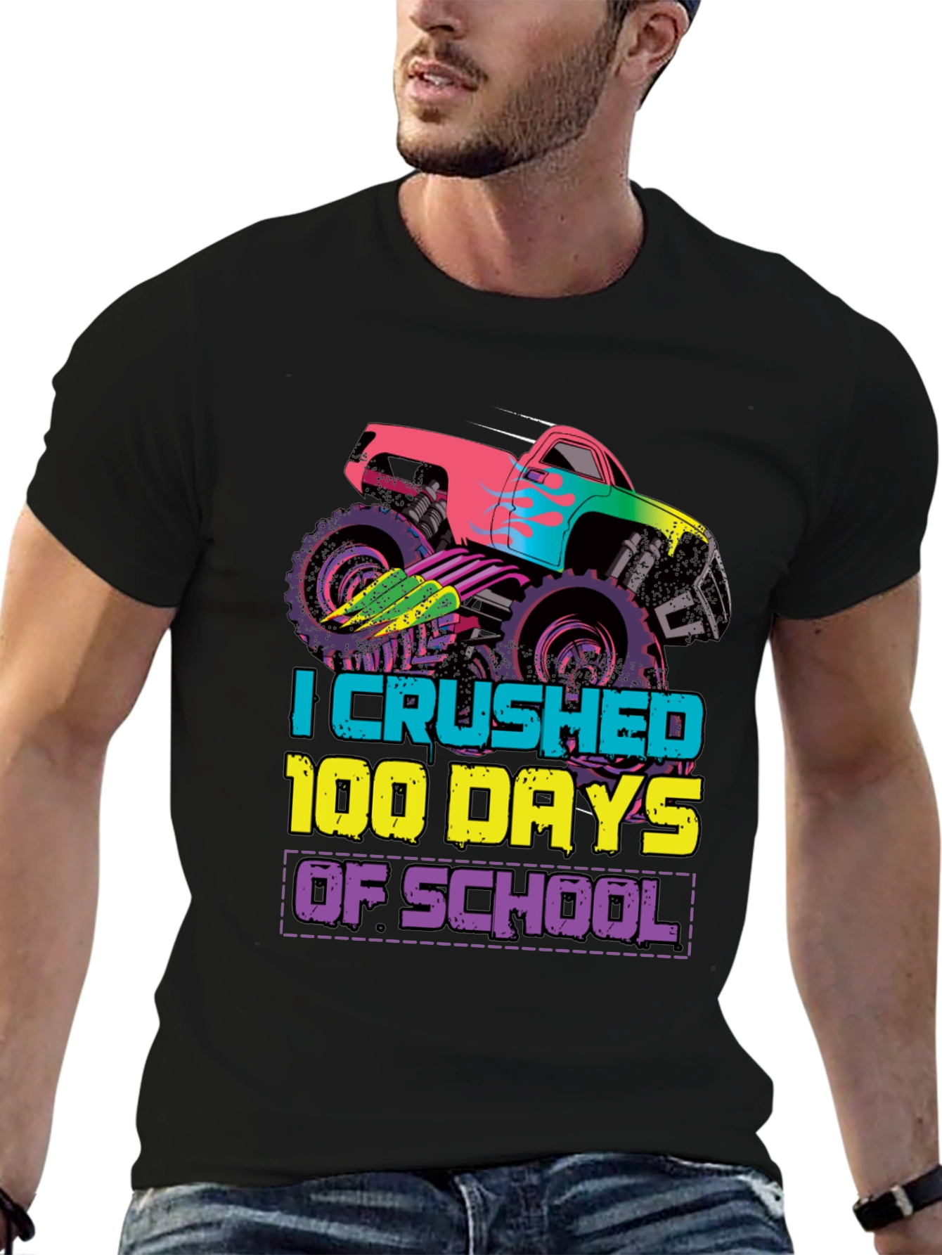 Crushed 100 Days of School Monster Truck Tee